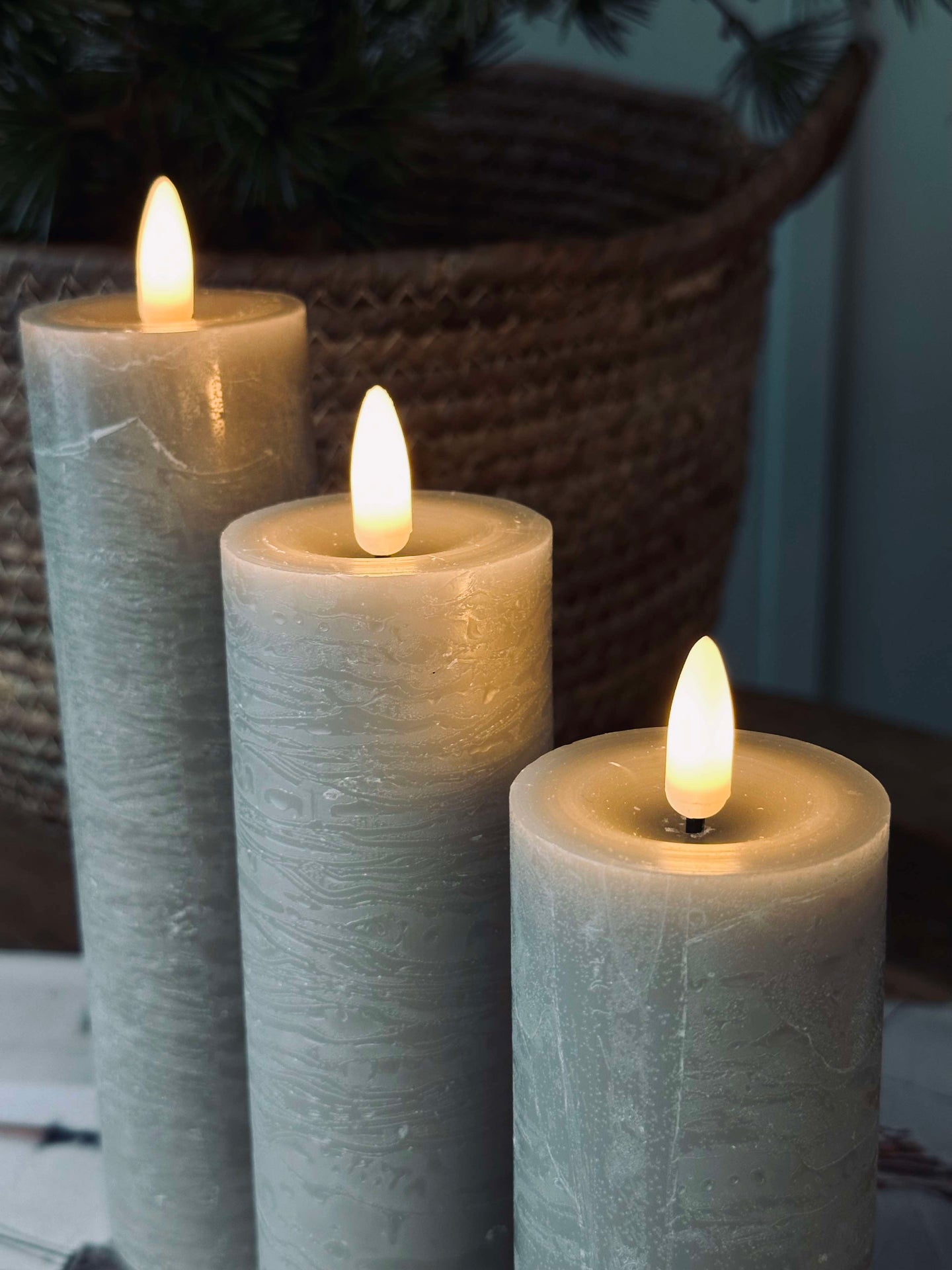 LED Blockljus / Sand – 3 st Rustik dia 5 cm