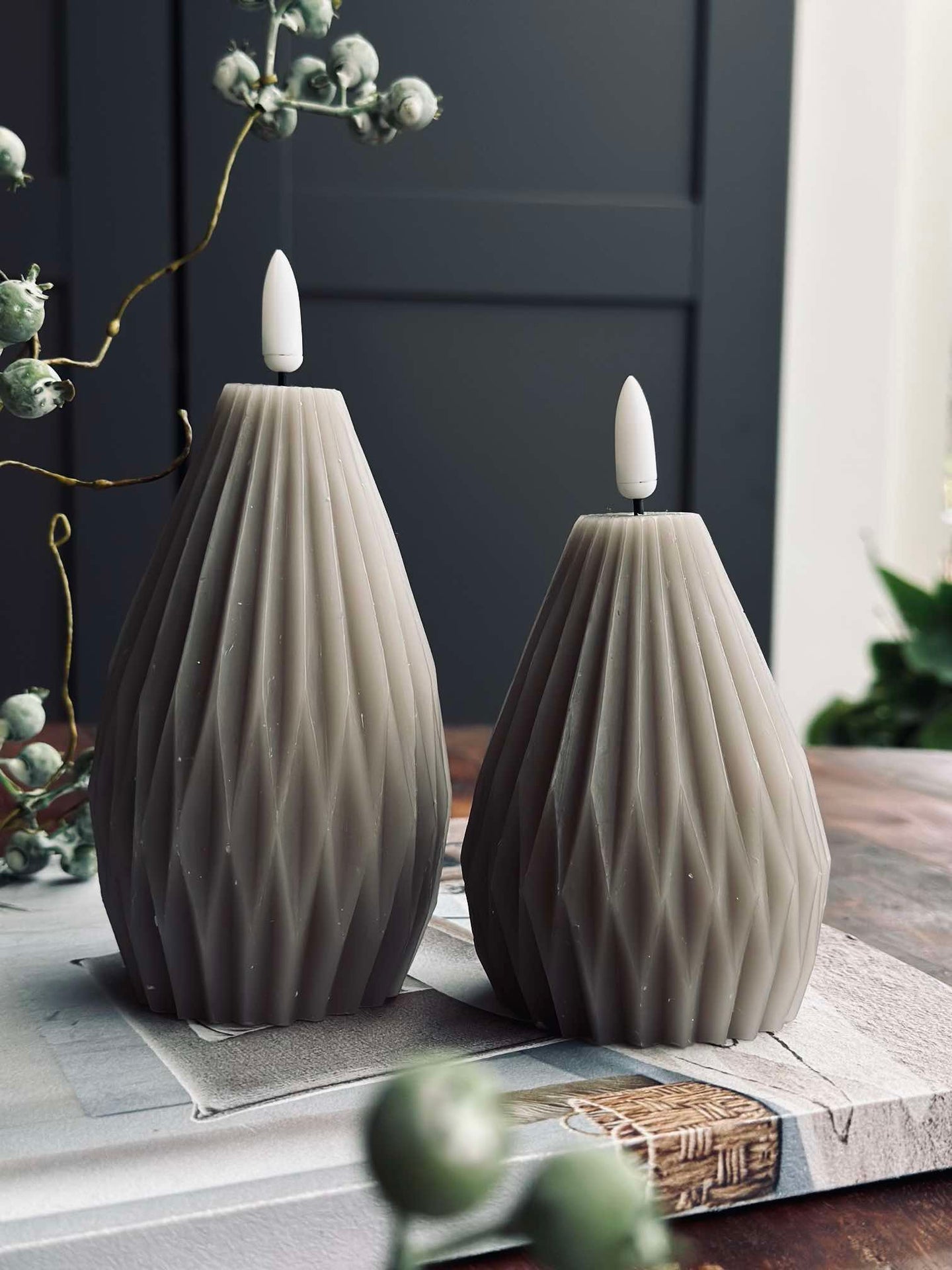 LED Blockljus / Räfflor – 2 st Sand