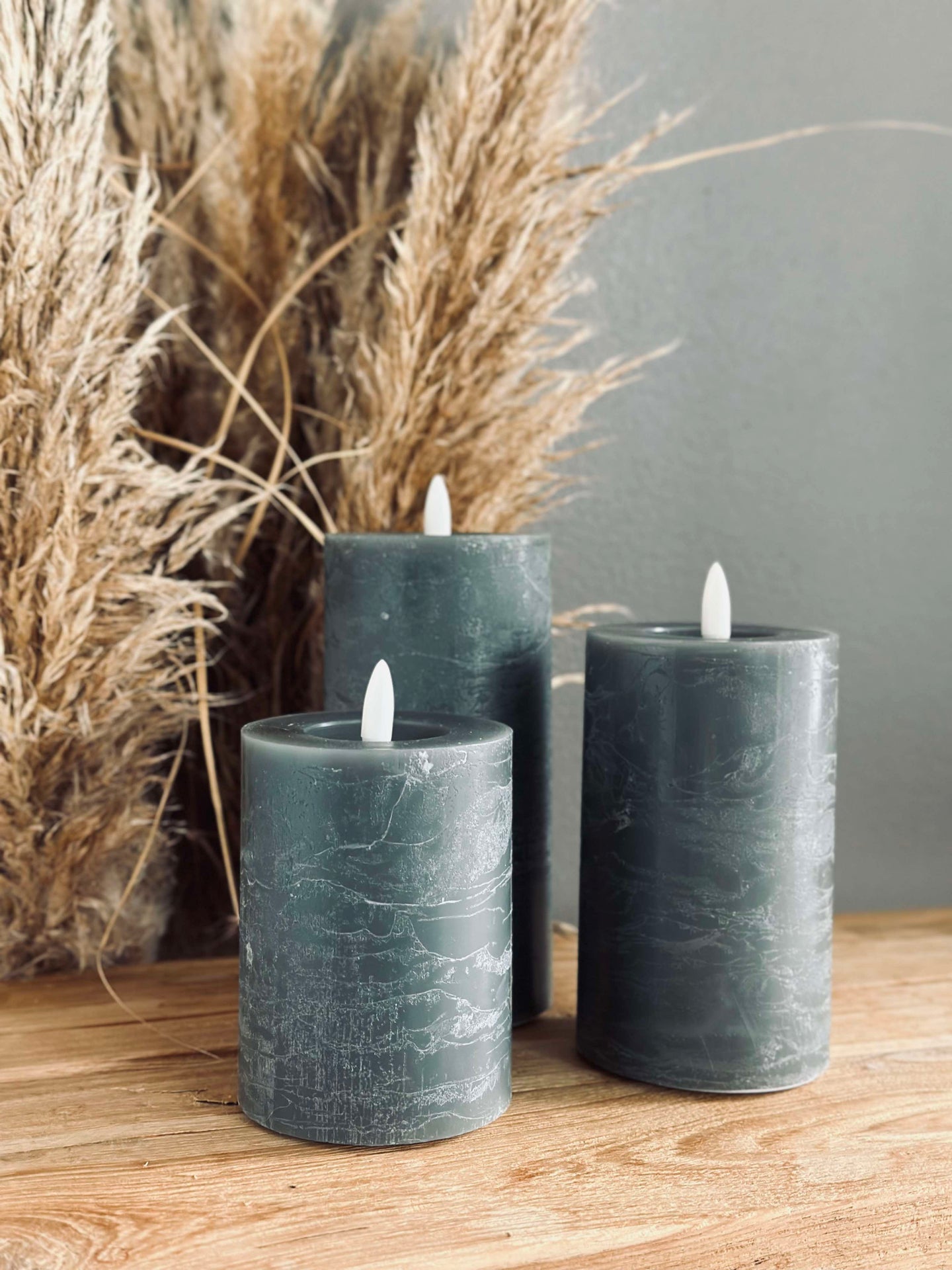 LED Blockljus / Grön – 3 st Rustikt ljus