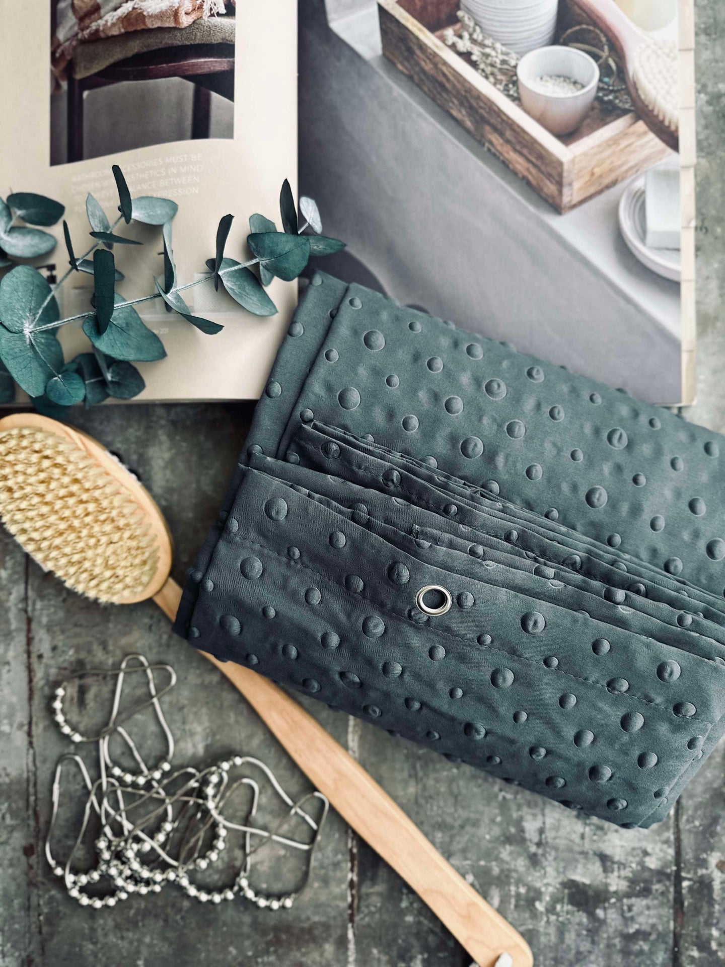 Duschdraperi Dot Grå / blå