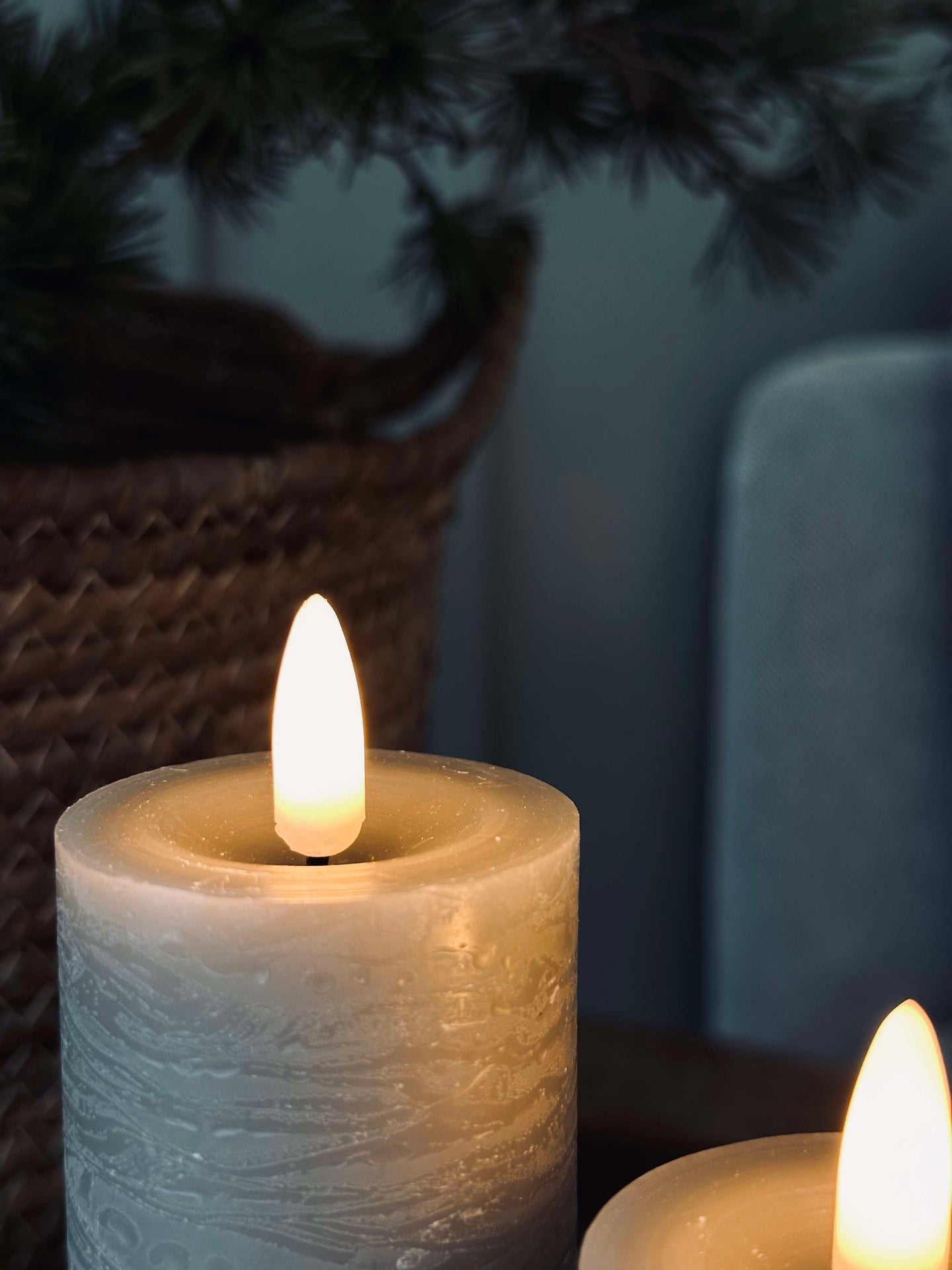 LED Blockljus / Sand – 3 st Rustik dia 5 cm