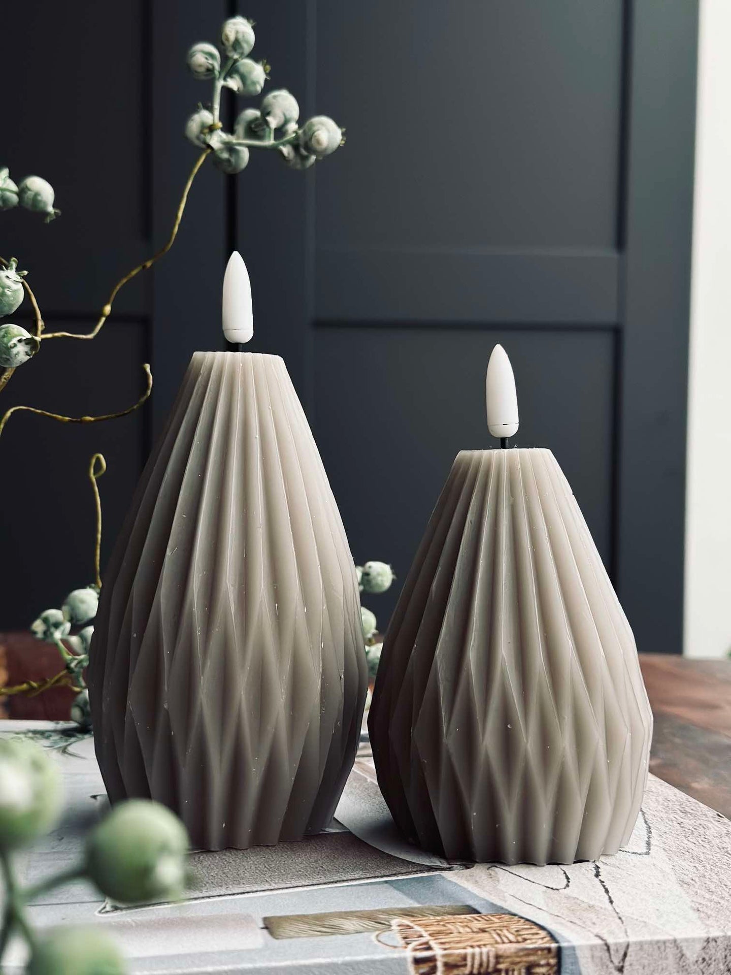 LED Blockljus / Räfflor – 2 st Sand