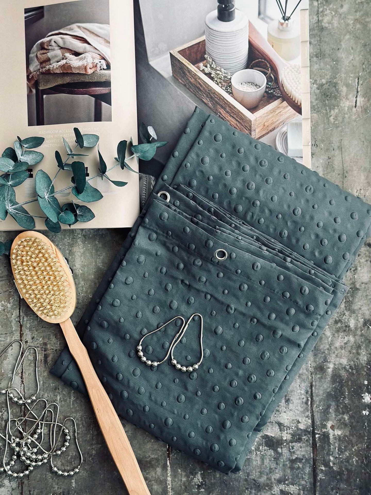 Duschdraperi Dot Grå / blå