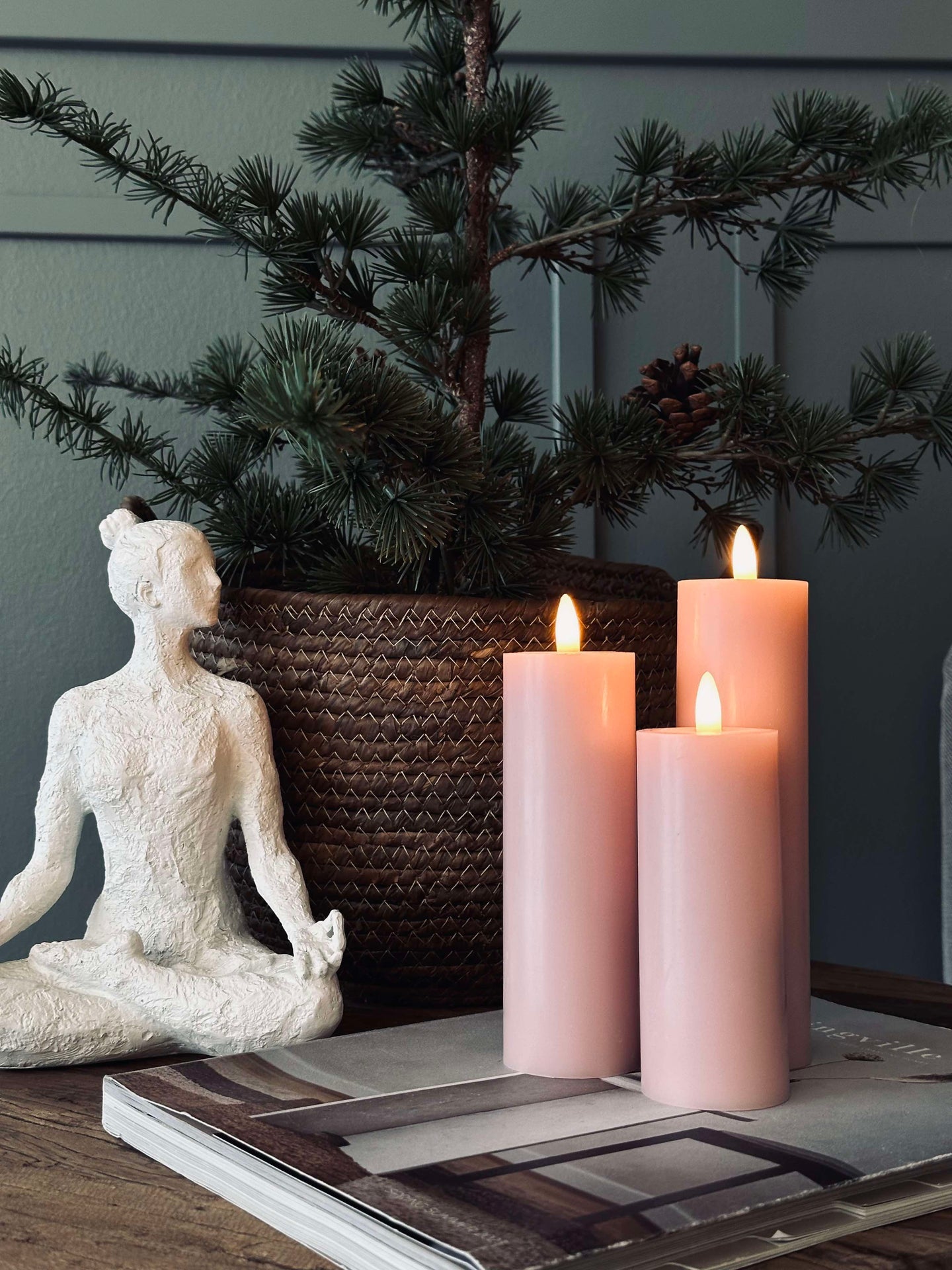 LED Blockljus / Rosa – 3 st Ljus dia 5 cm