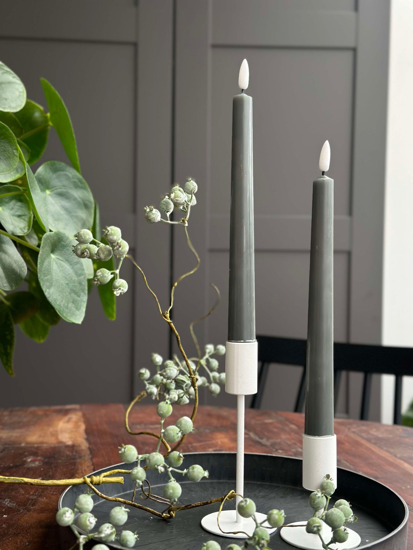 Scenljus / Set med 2 st och fjärrkontroll – Grön 24 cm