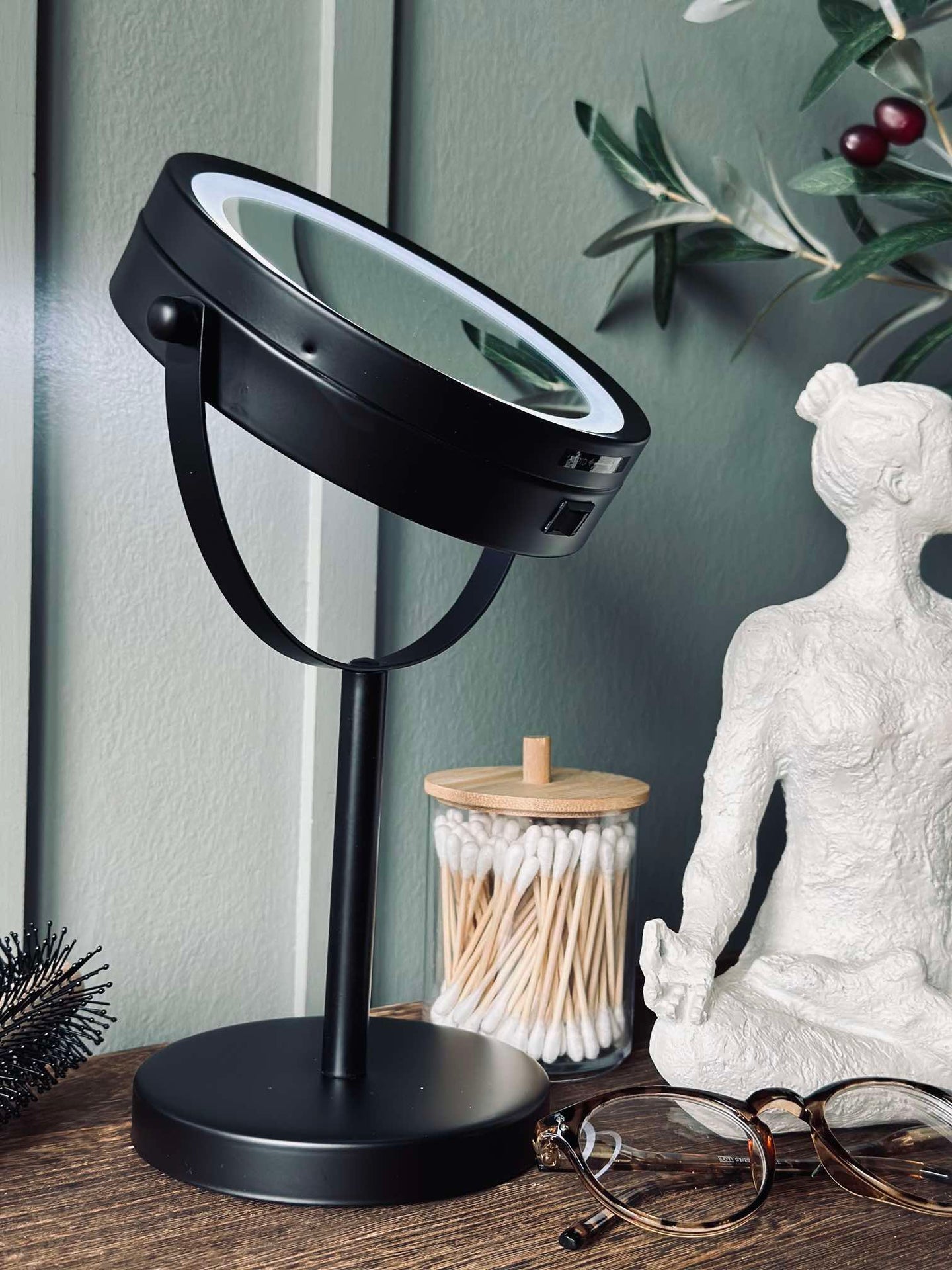 Sminkspegel med belysning - Svart