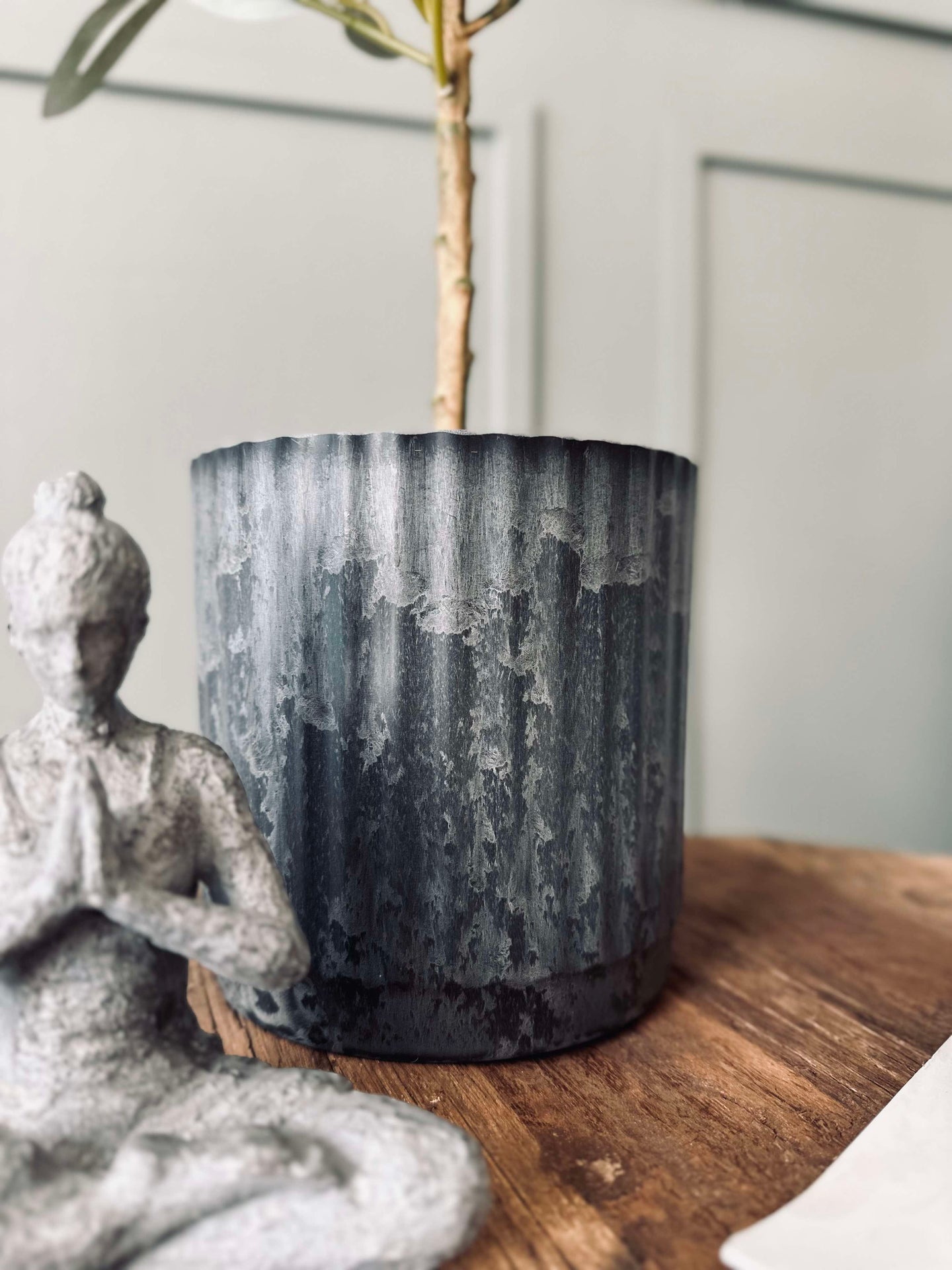 Krukor i betonglook - Set med 2 st