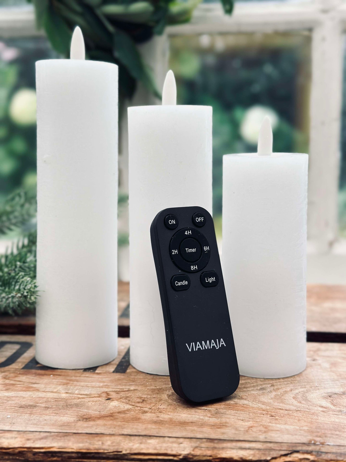 LED Blockljus / Vit – 3 st Rustikt ljus dia 5 cm