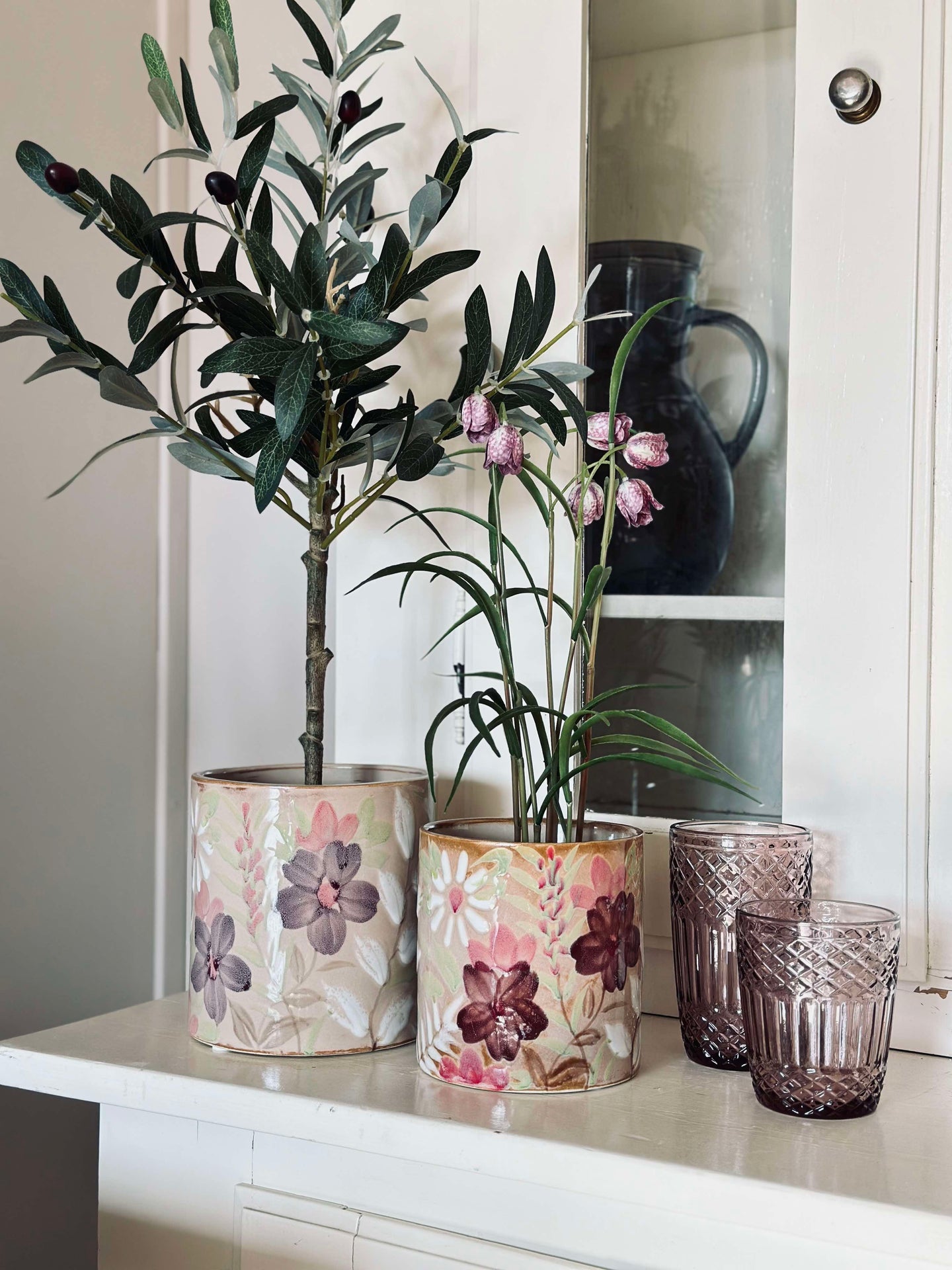 Kruka FLORA - Stor handmålad