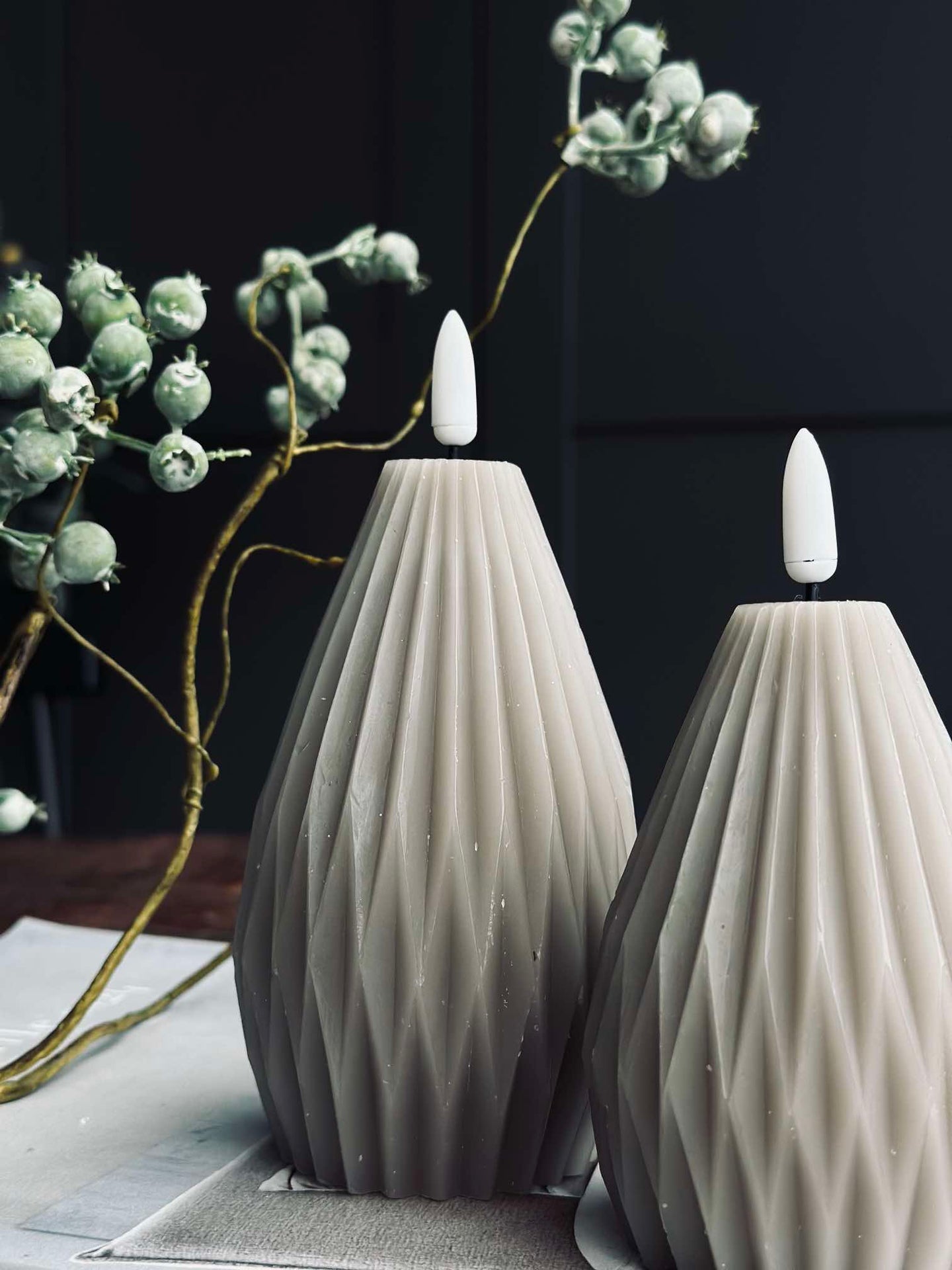 LED Blockljus / Räfflor – 2 st Sand
