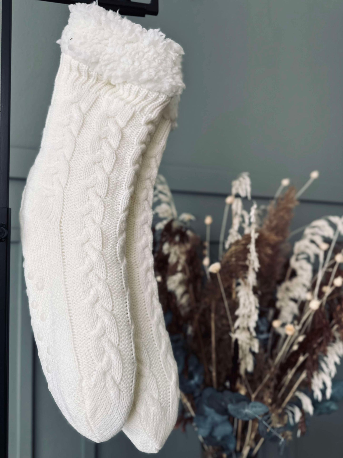 Strumpor Fleece off white