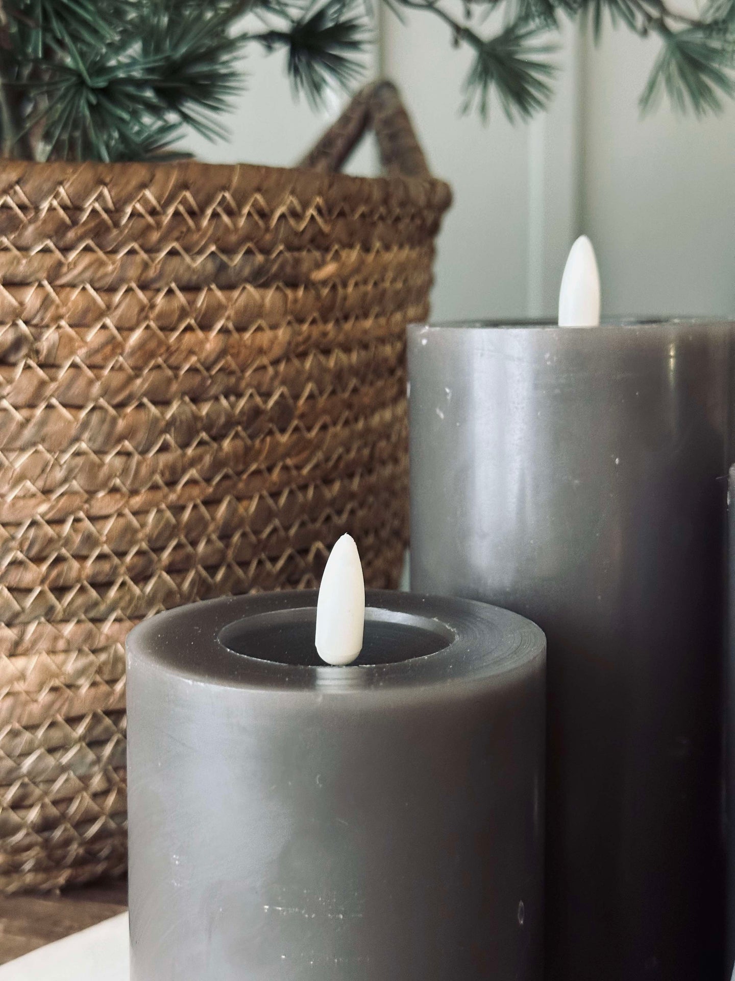 LED Blockljus / Grå – 3 st blockljus