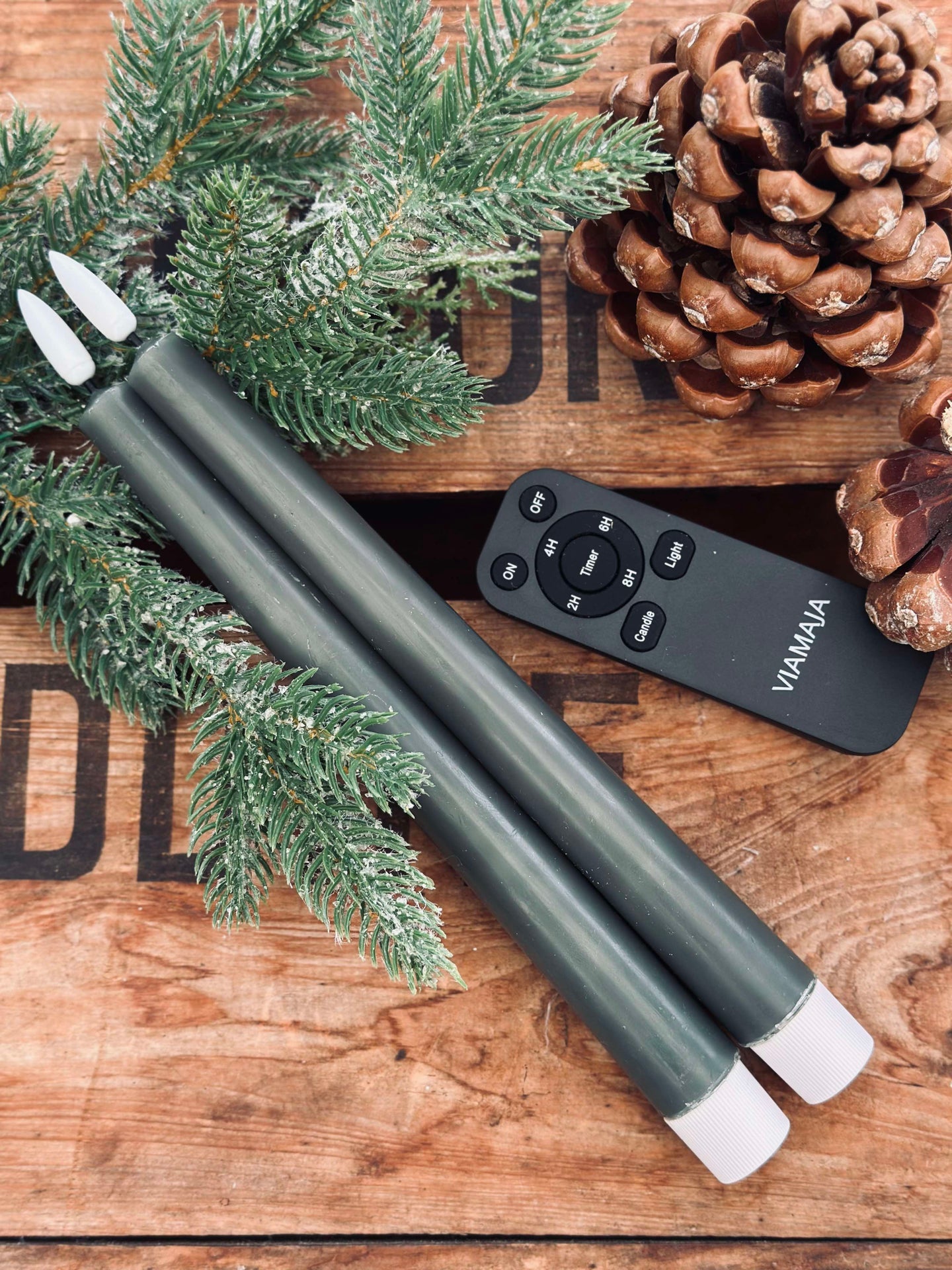 Scenljus / Set med 2 st och fjärrkontroll – Grön 24 cm