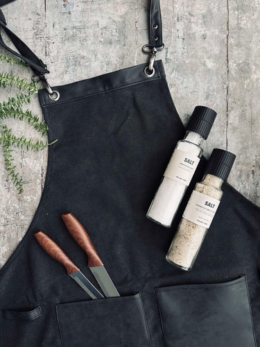 Förkläde i canvas - Svart med fickor