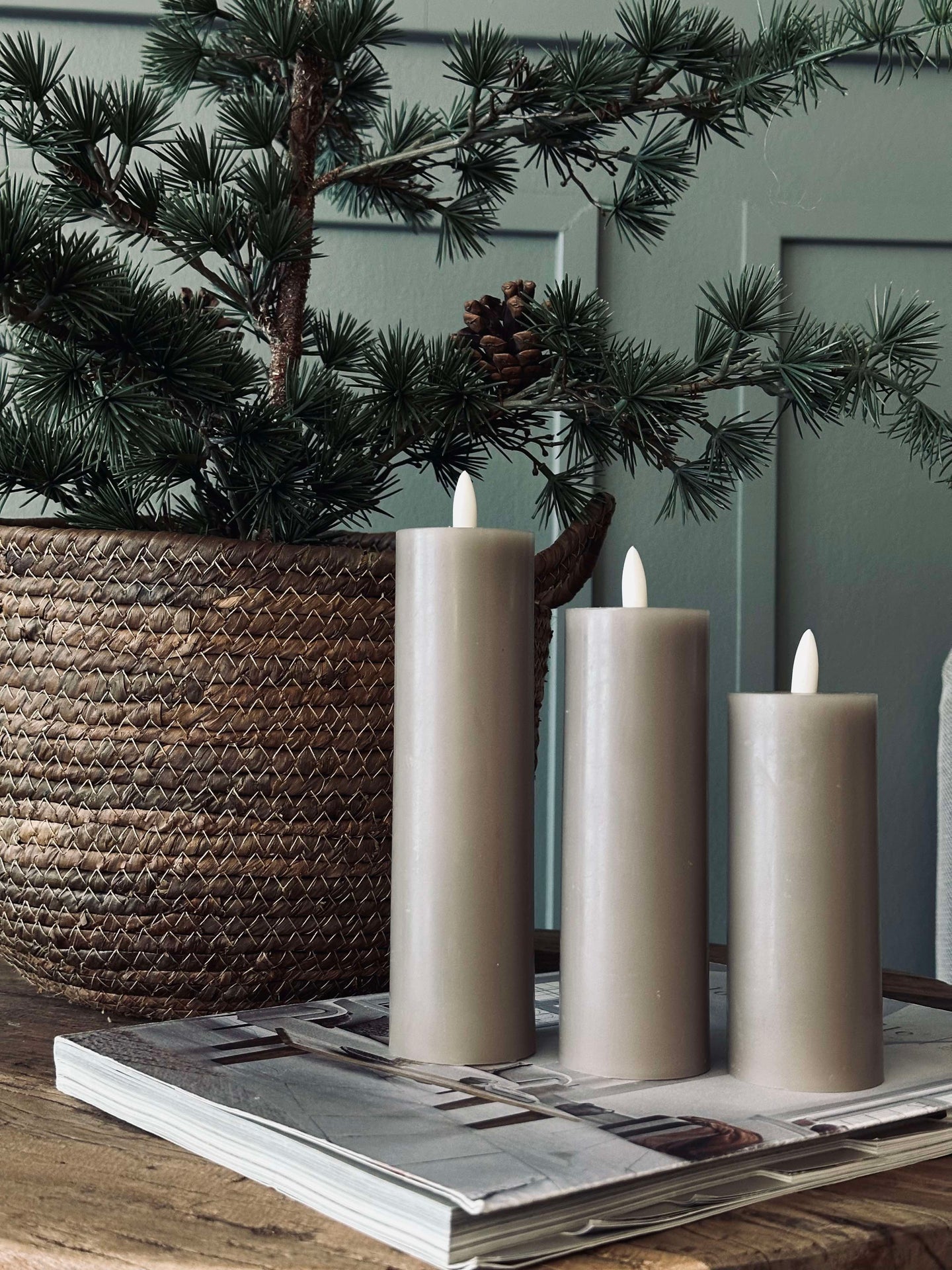 LED Blockljus / Sand – 3 st Ljus dia 5 cm