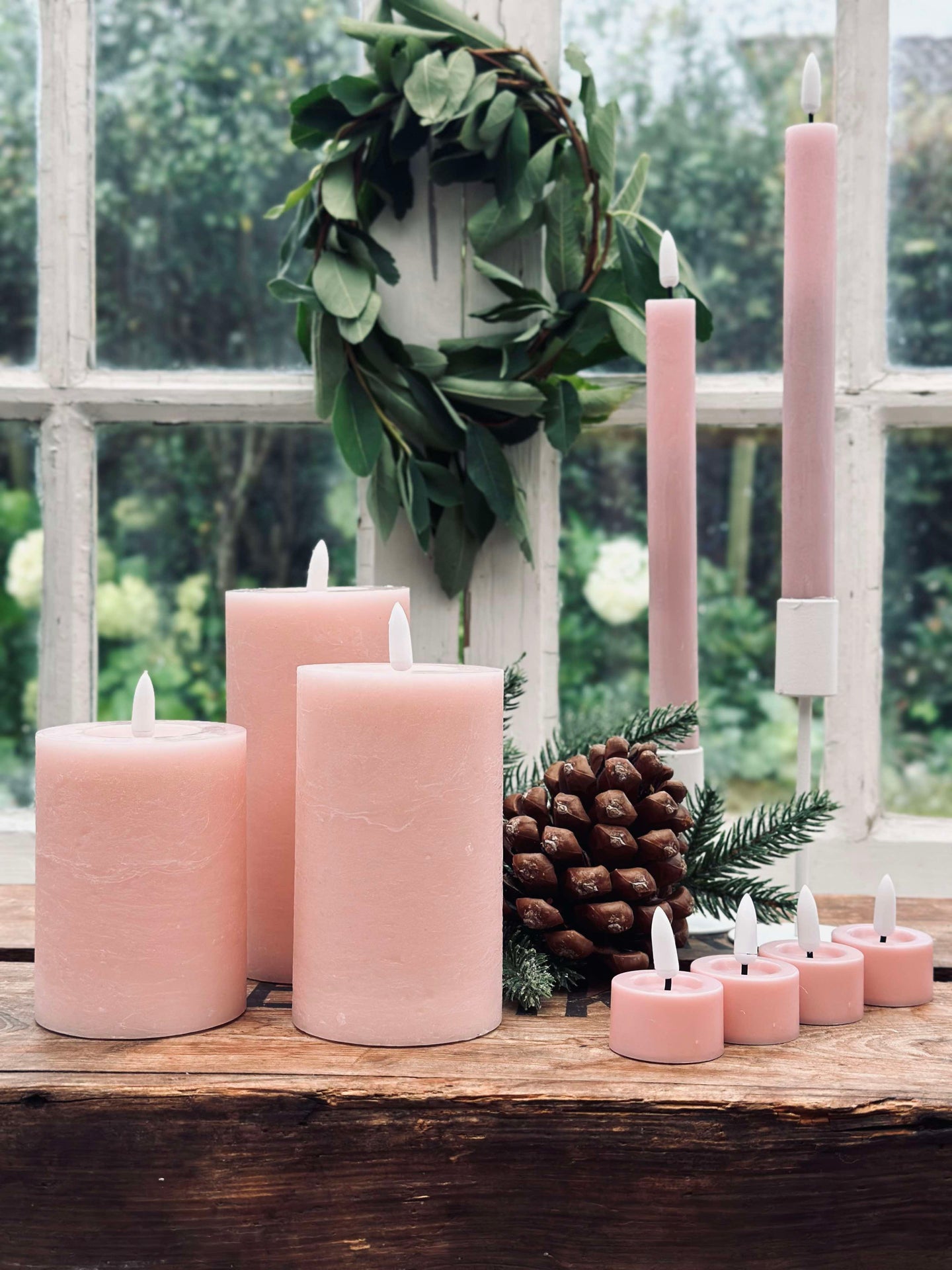 LED-ljuspaket med 9 LED-ljus - Rosa