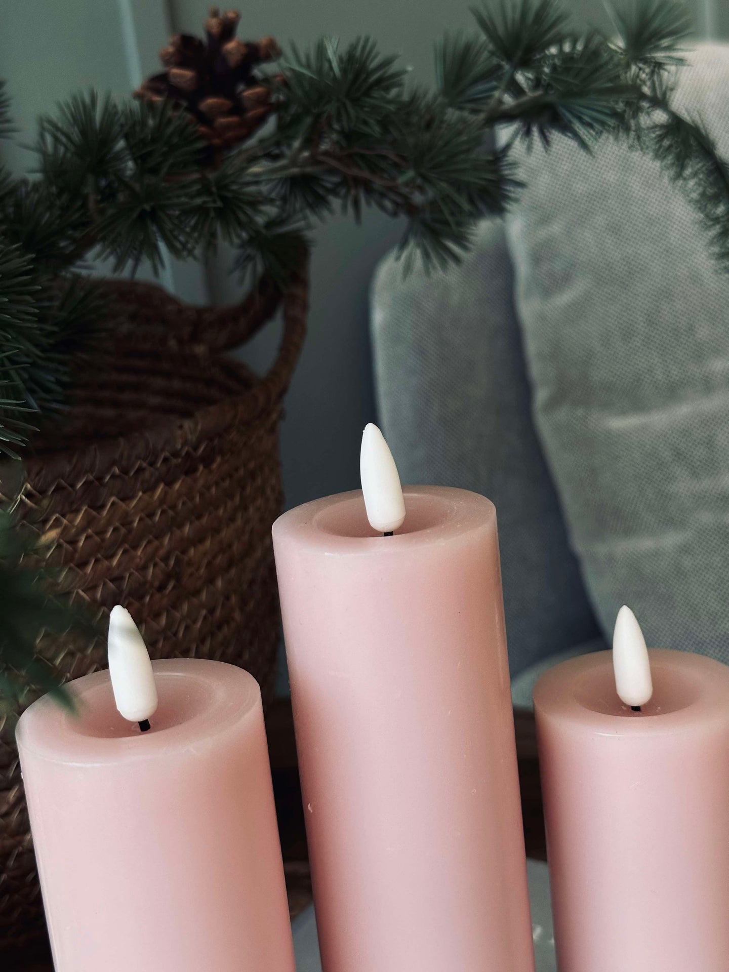 LED Blockljus / Rosa – 3 st Ljus dia 5 cm