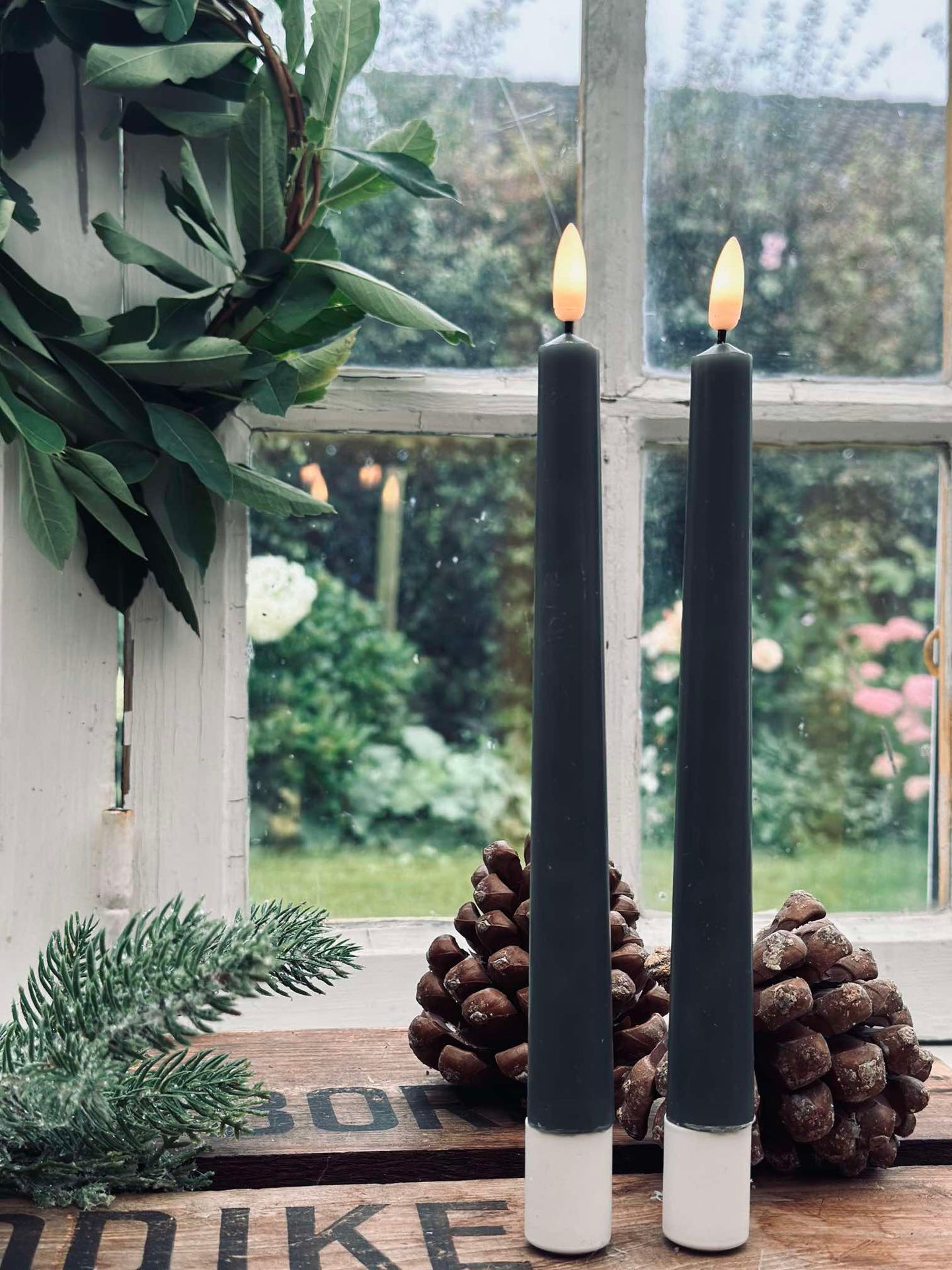 Scenljus / Set med 2 st och fjärrkontroll – Grön 24 cm