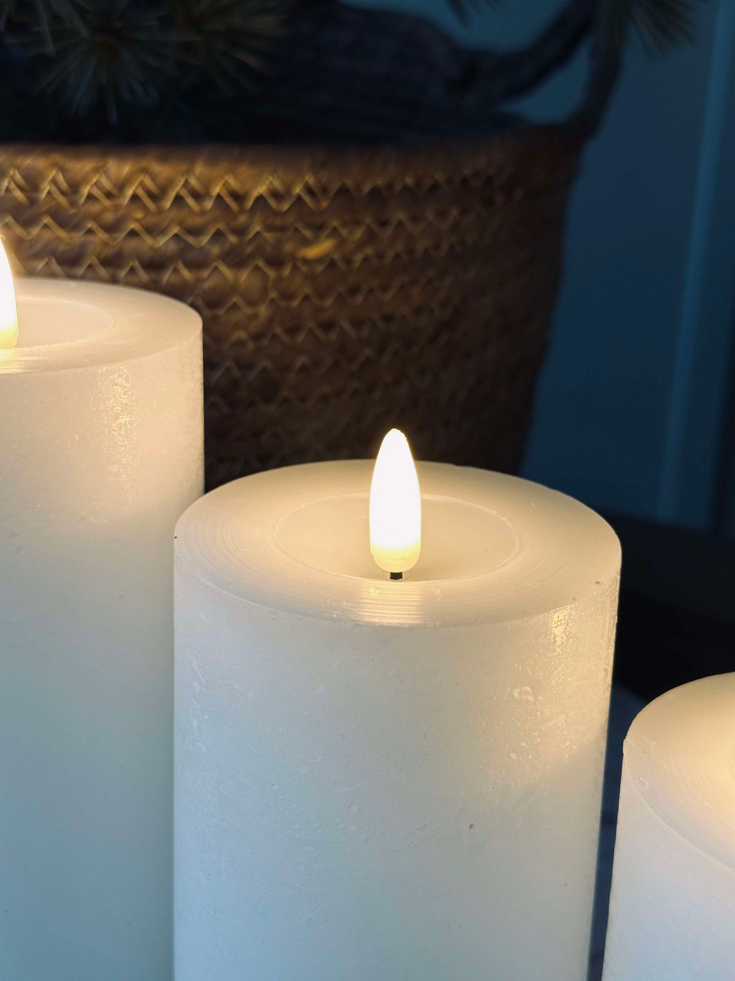 LED Blockljus / Vit - 3 st Rustika ljus