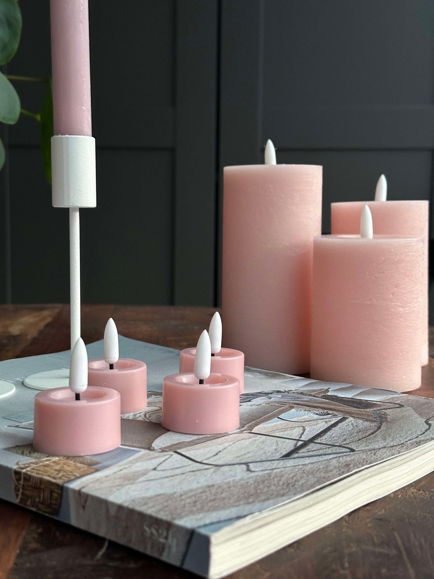 LED-ljuspaket med 9 LED-ljus - Rosa