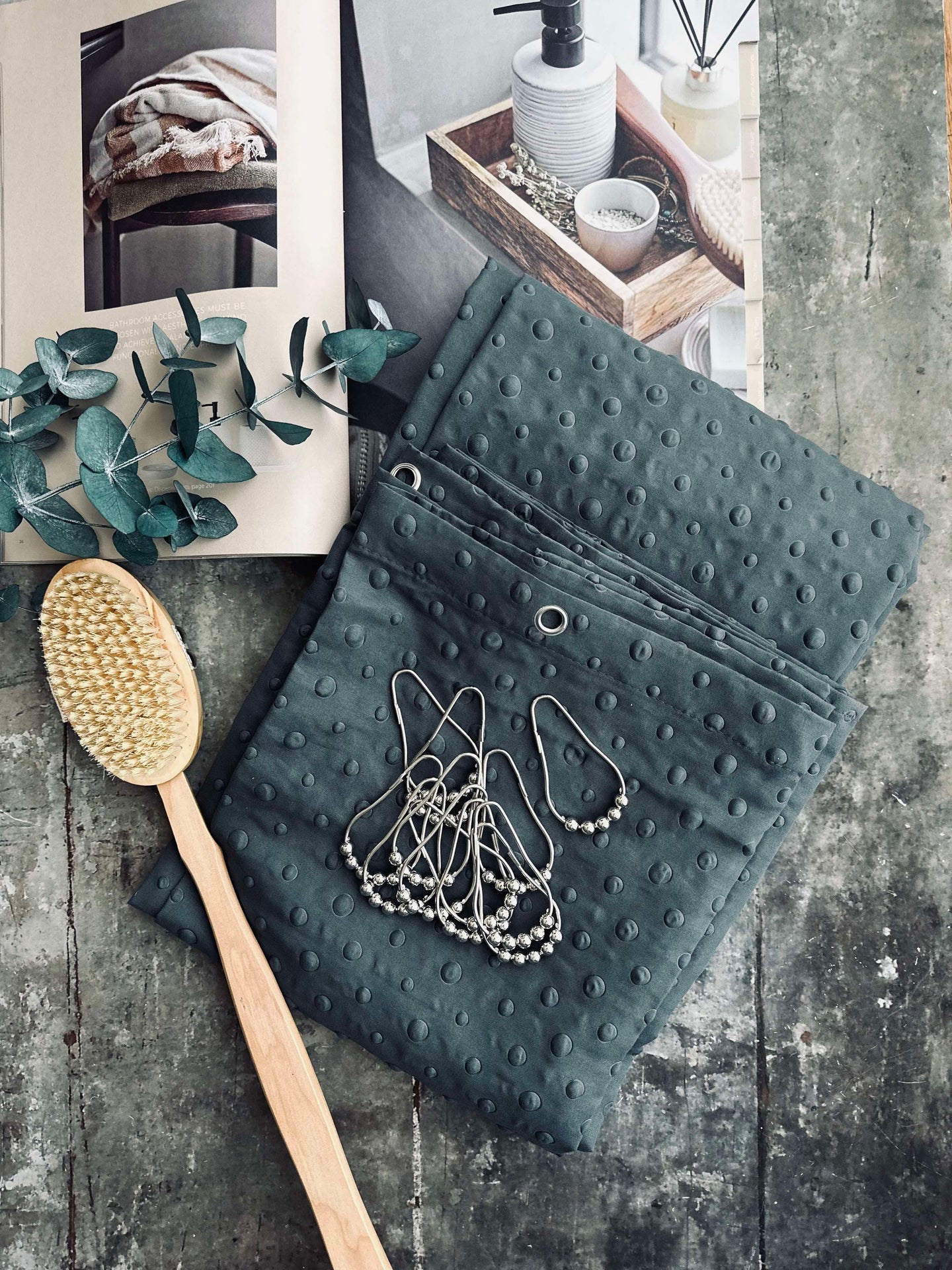 Duschdraperi Dot Grå / blå