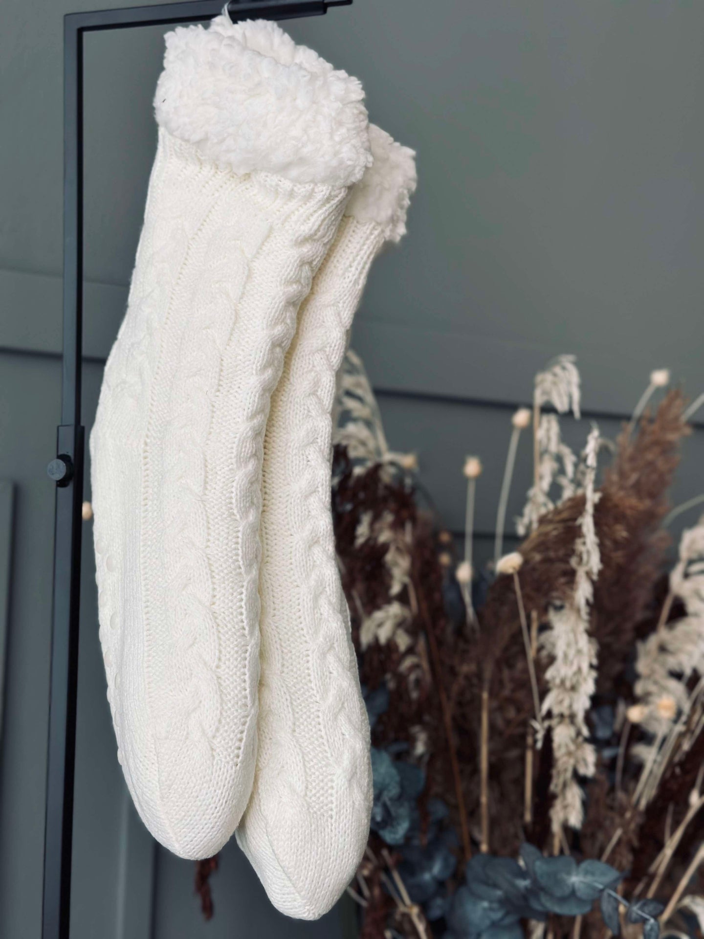 Strumpor Fleece off white