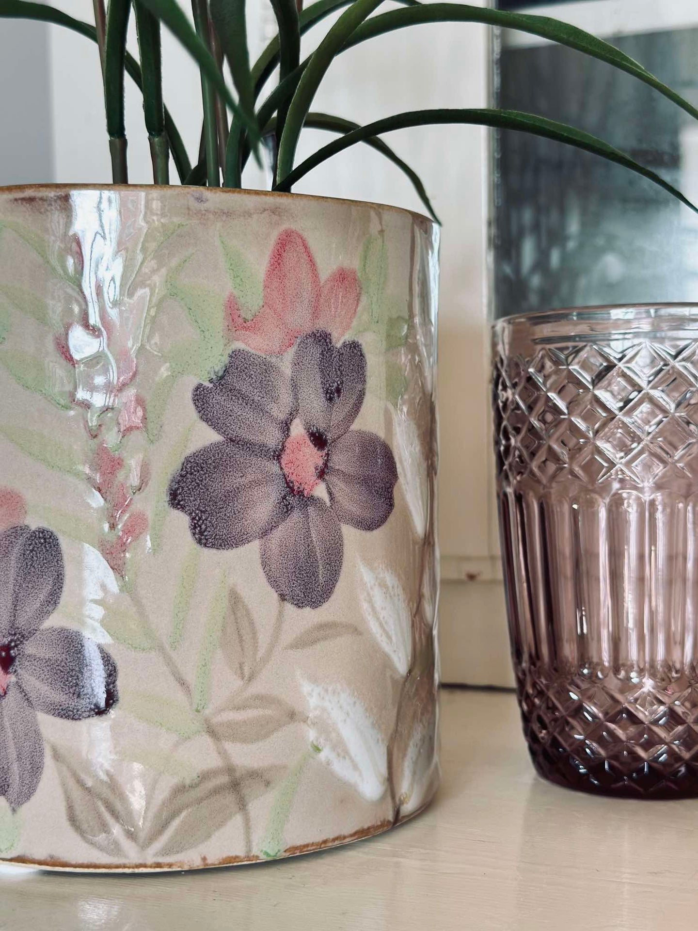 Kruka FLORA - Stor handmålad
