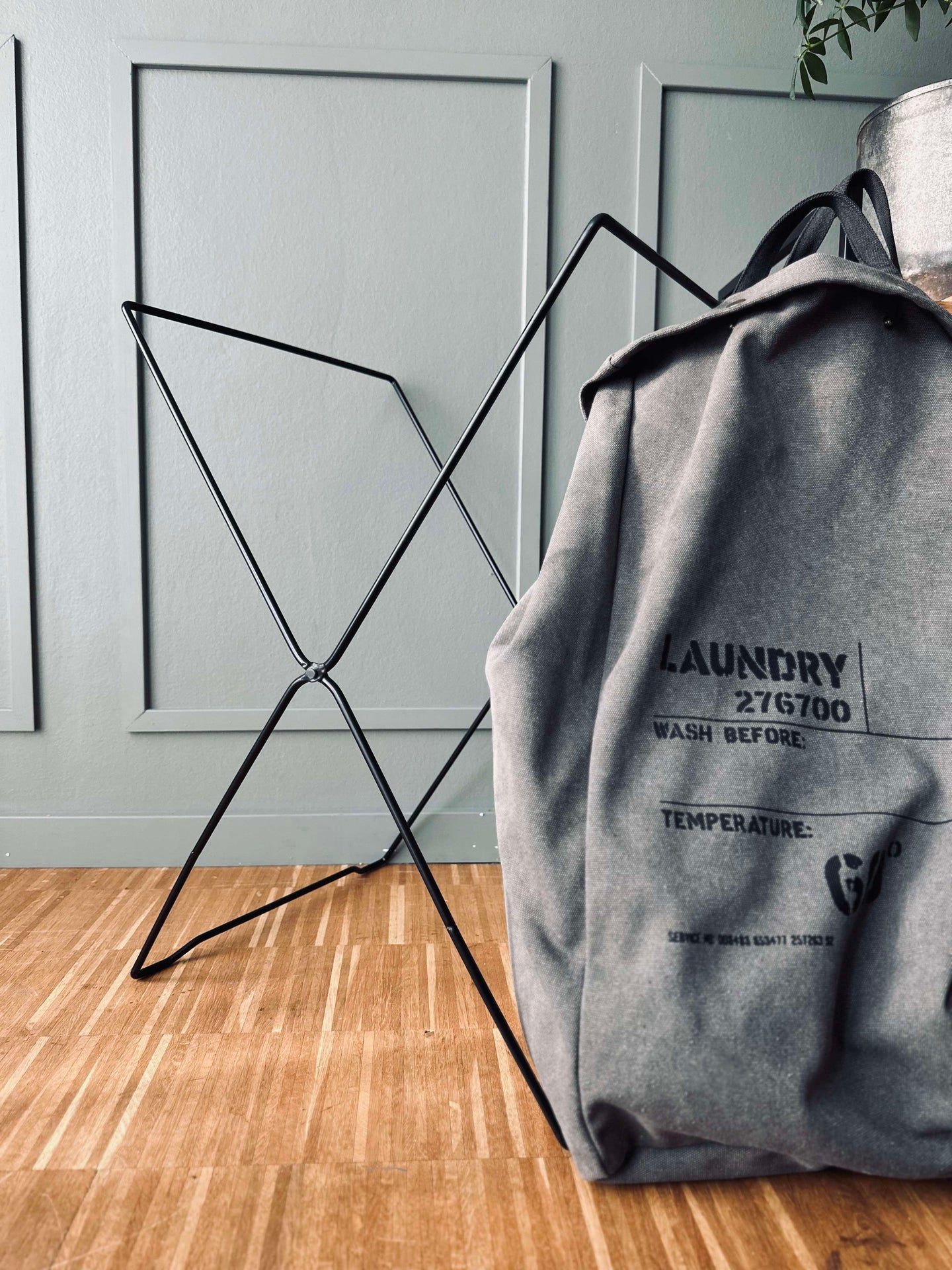 Tvättkorg - Canvas Grå / Svart