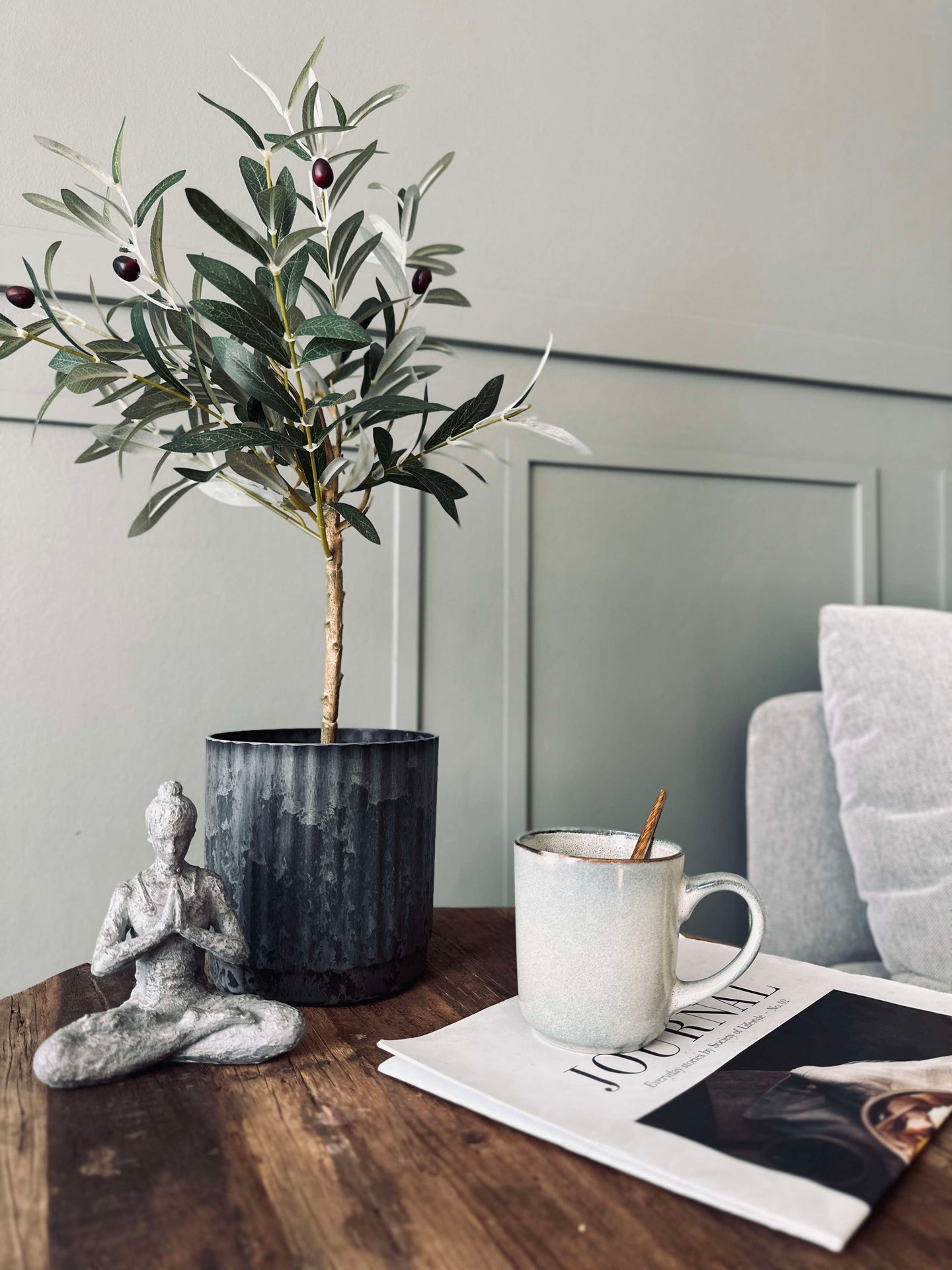 Krukor i betonglook - Set med 2 st