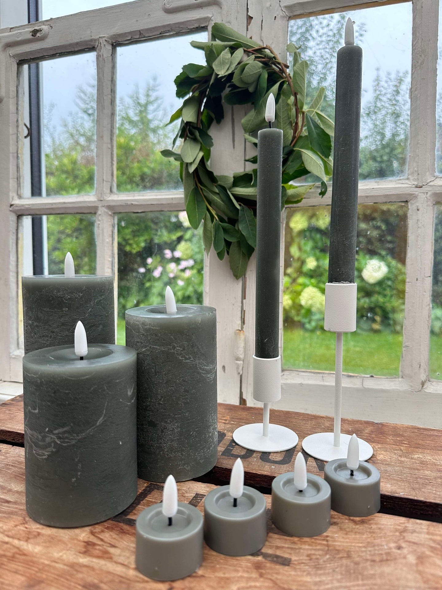 LED-ljuspaket med 9 LED-ljus - Grön