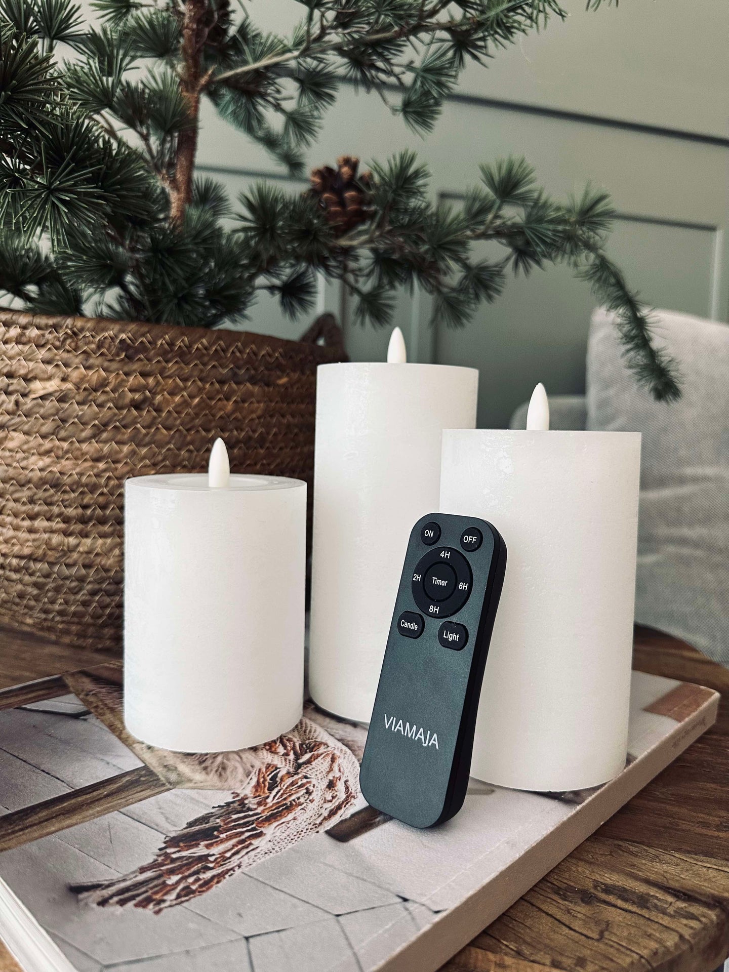 LED Blockljus / Vit - 3 st Rustika ljus