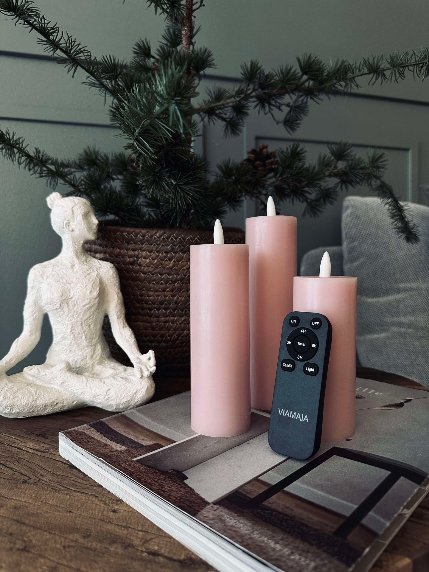 LED Blockljus / Rosa – 3 st Ljus dia 5 cm