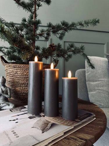 LED Blockljus / Grå – 3 st Ljus dia 5 cm