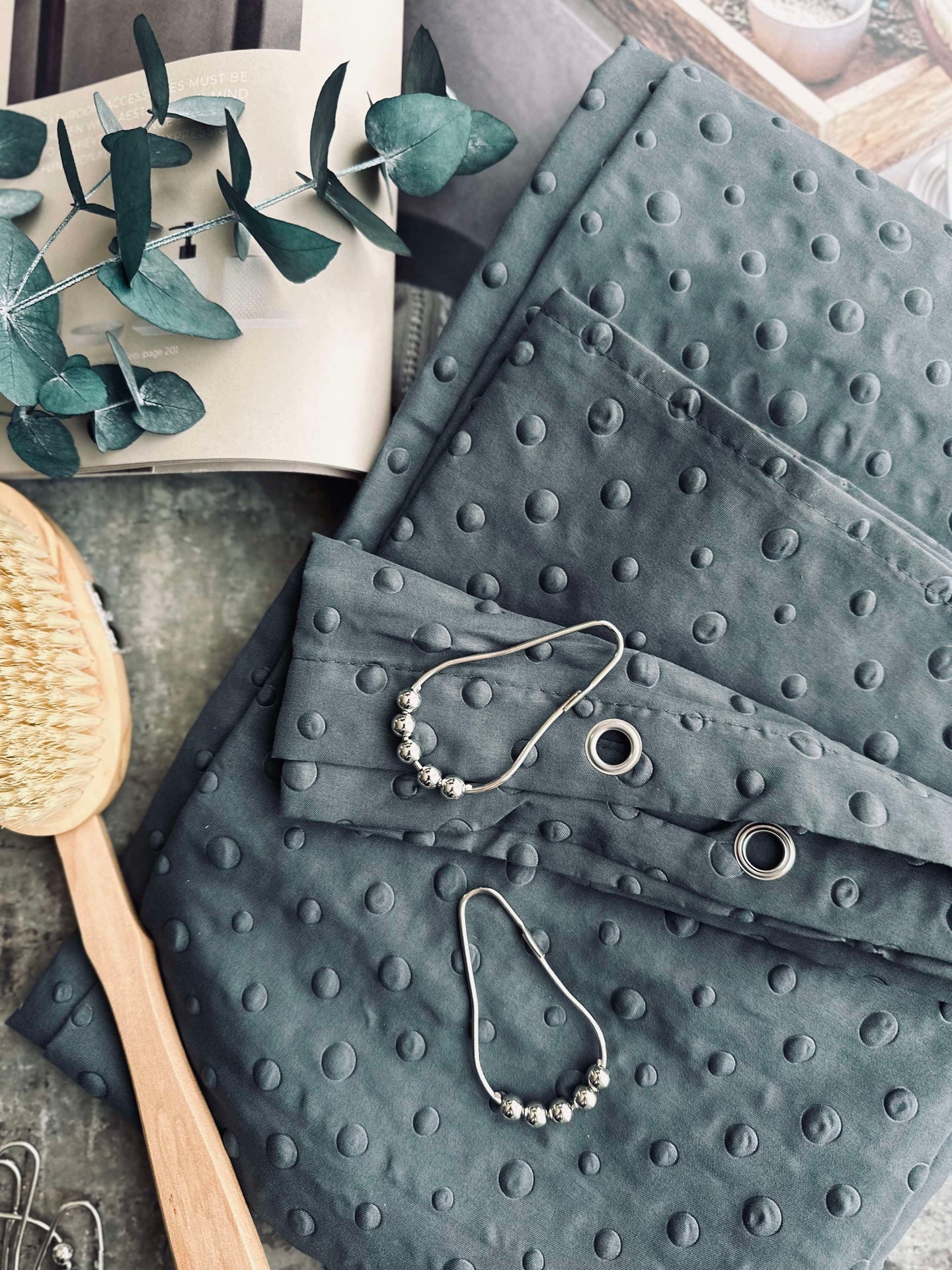 Duschdraperi Dot Grå / blå