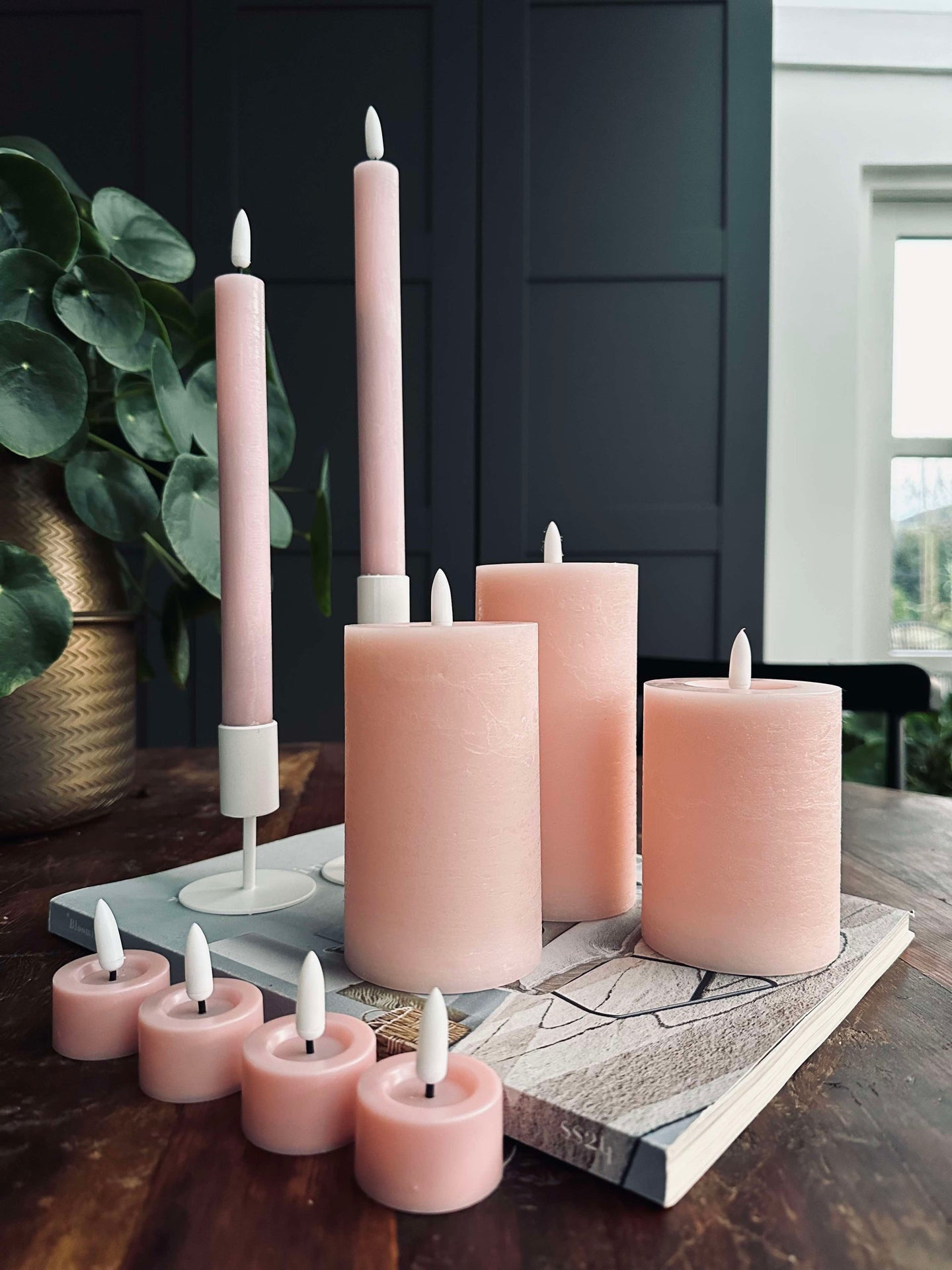 LED-ljuspaket med 9 LED-ljus - Rosa