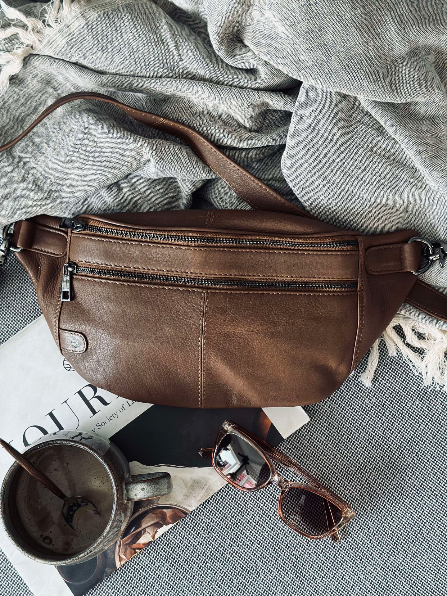Bumbag Astrid - Coffee / Gunmetal