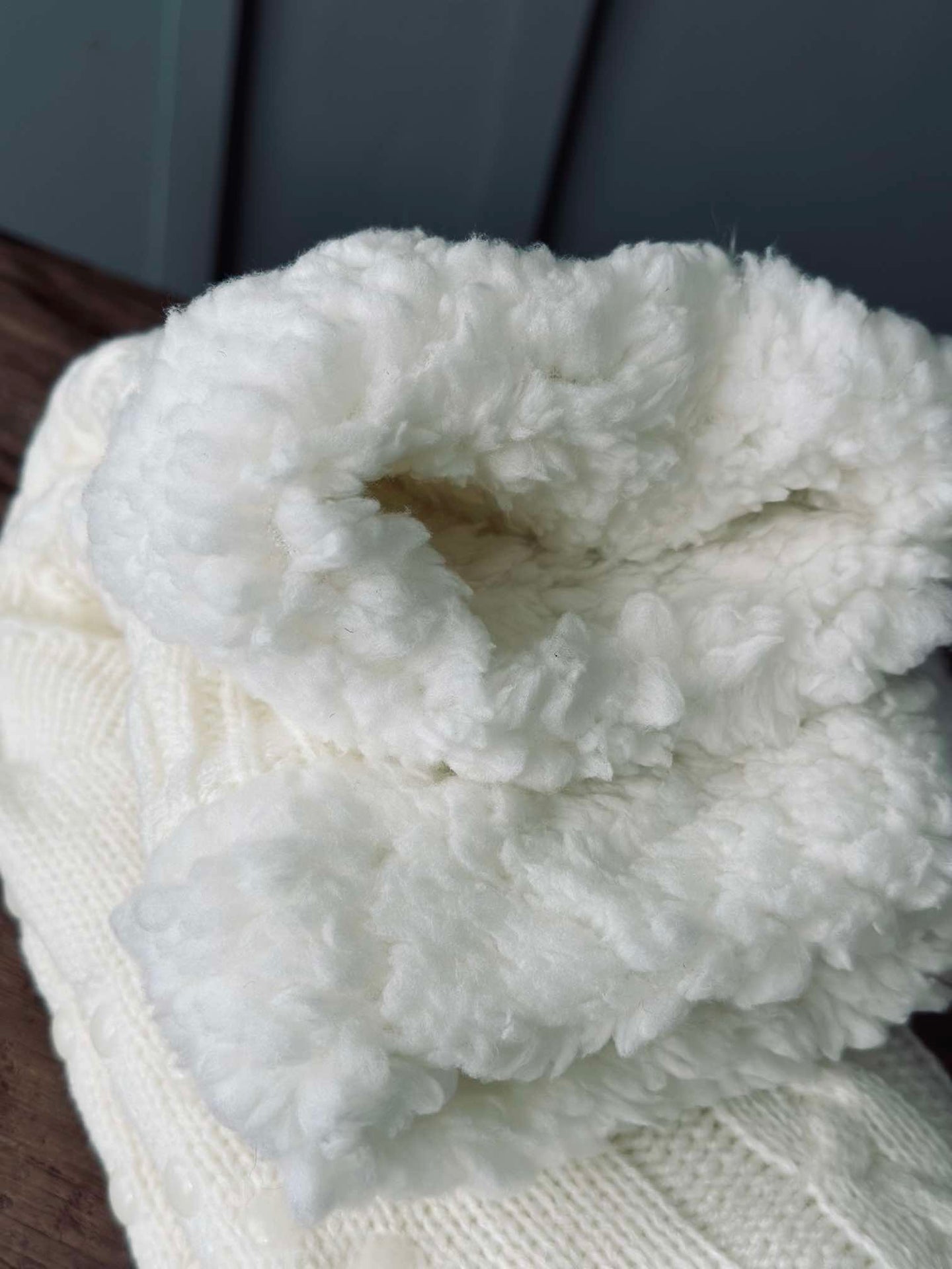 Strumpor Fleece off white