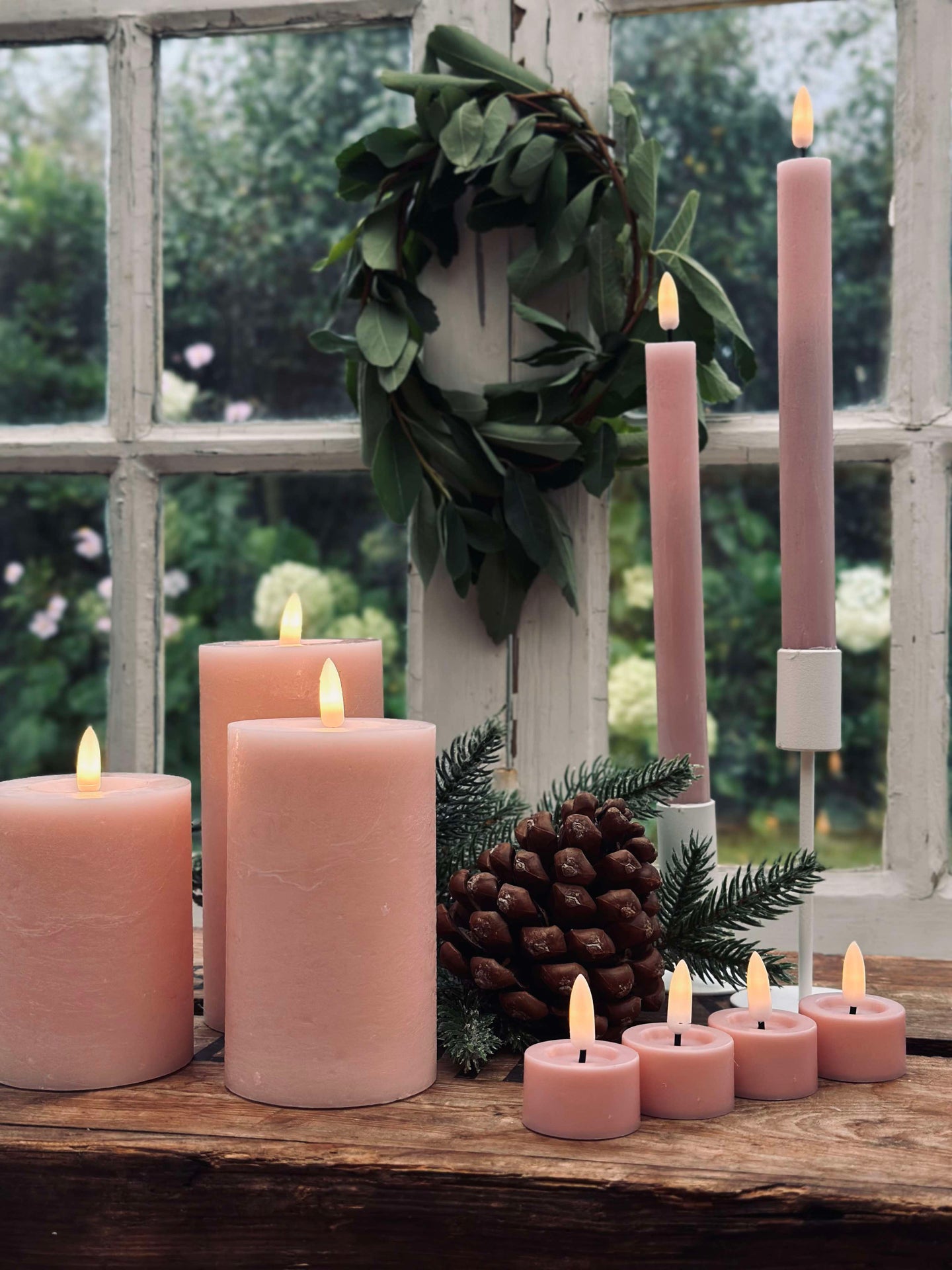 LED-ljuspaket med 9 LED-ljus - Rosa