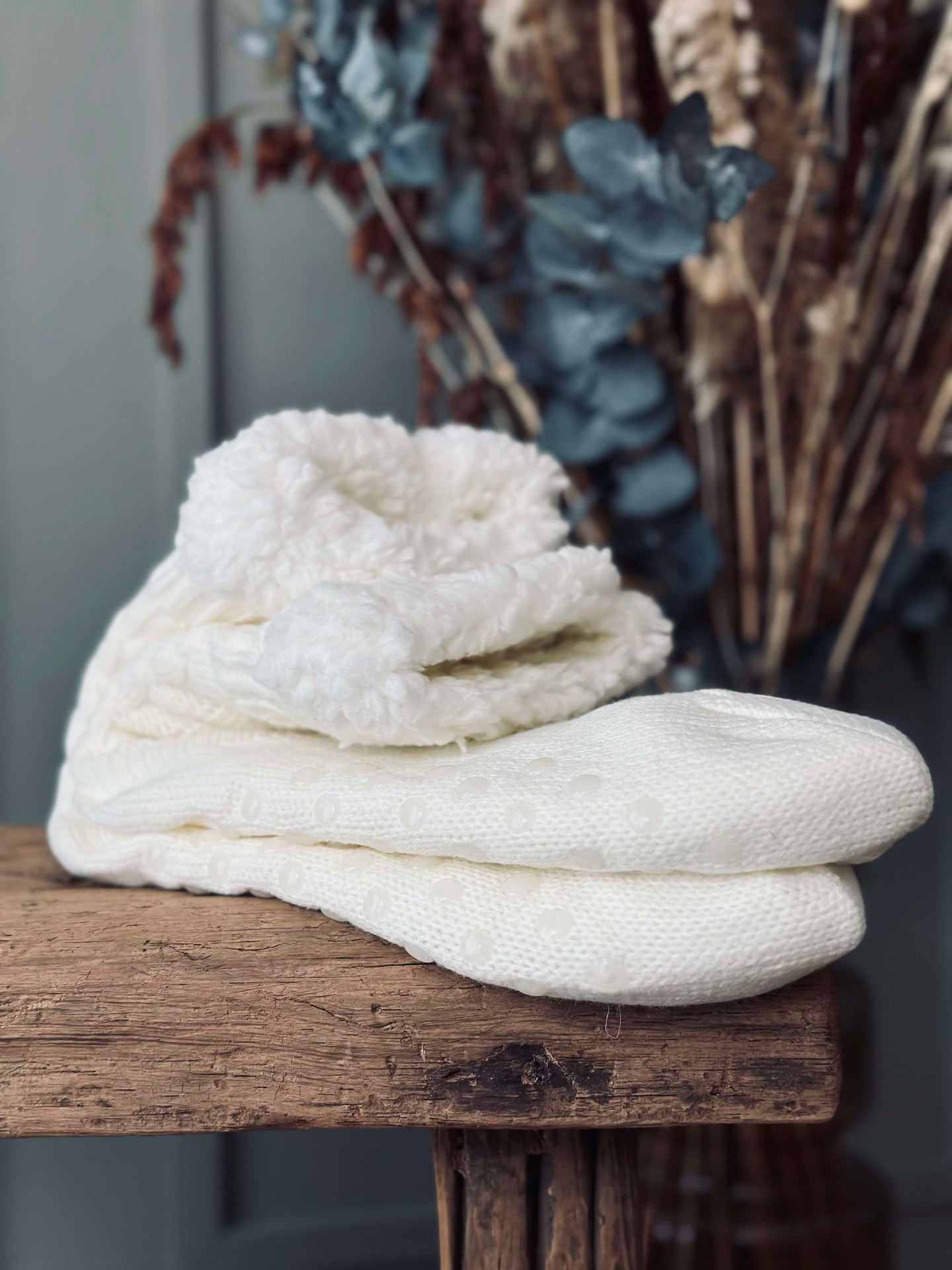 Strumpor Fleece off white