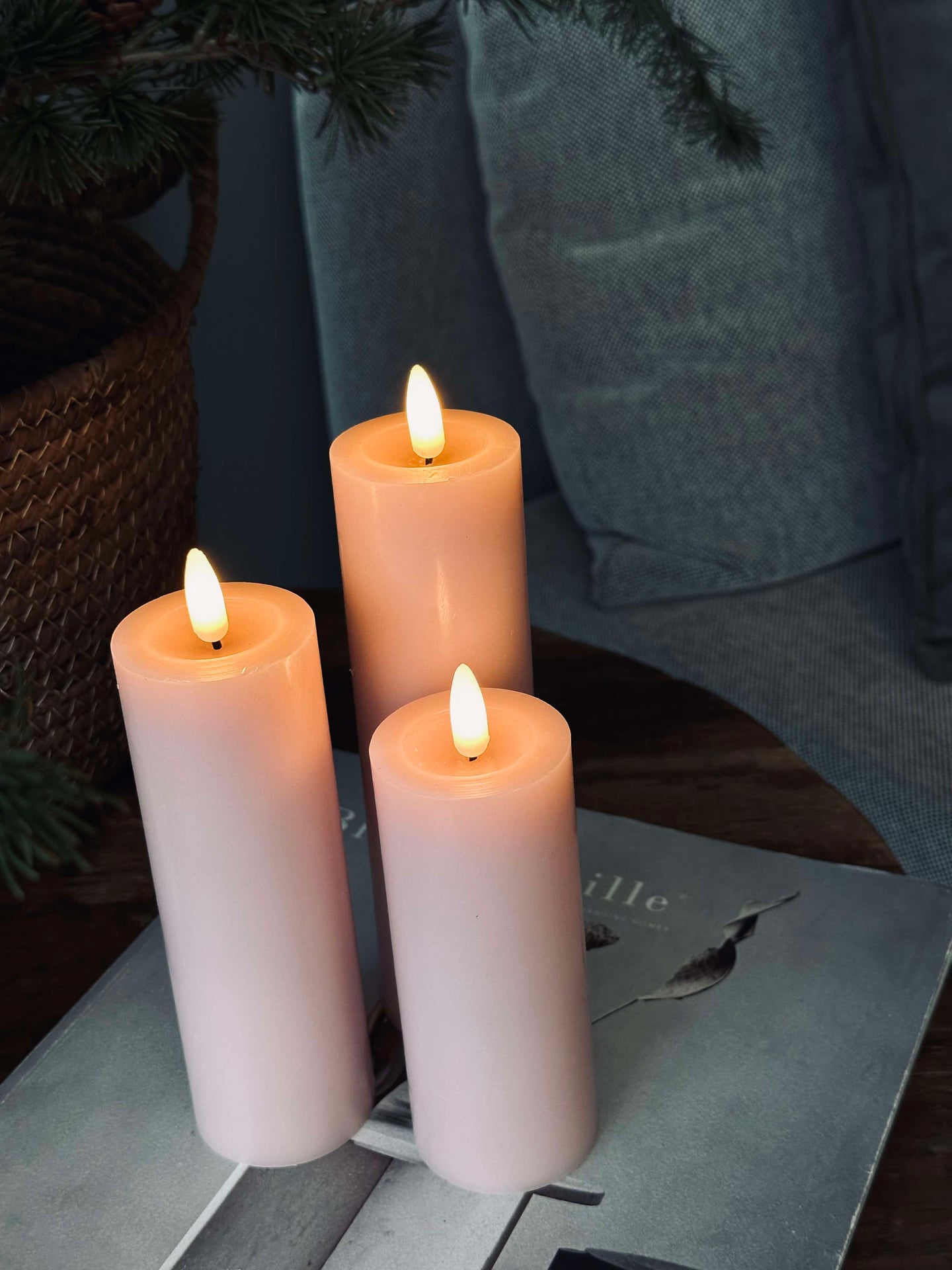 LED Blockljus / Rosa – 3 st Ljus dia 5 cm