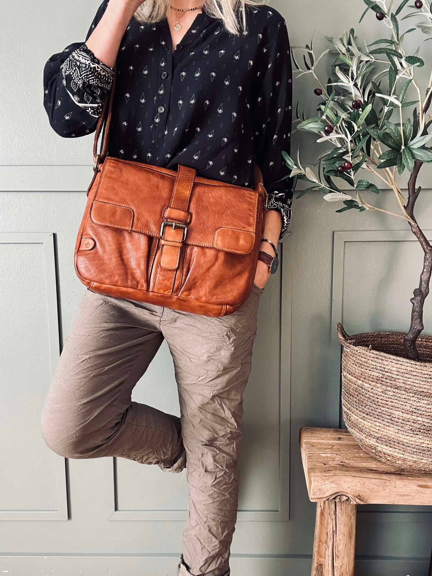 Arbetsväska - Rå konjak