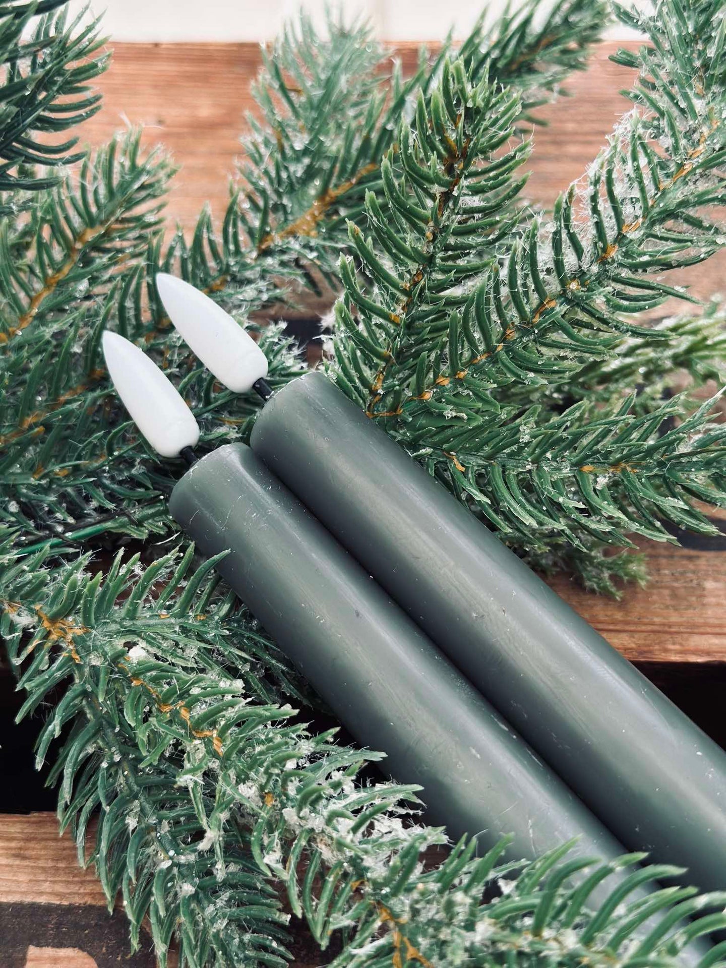 Scenljus / Set med 2 st och fjärrkontroll – Grön 24 cm