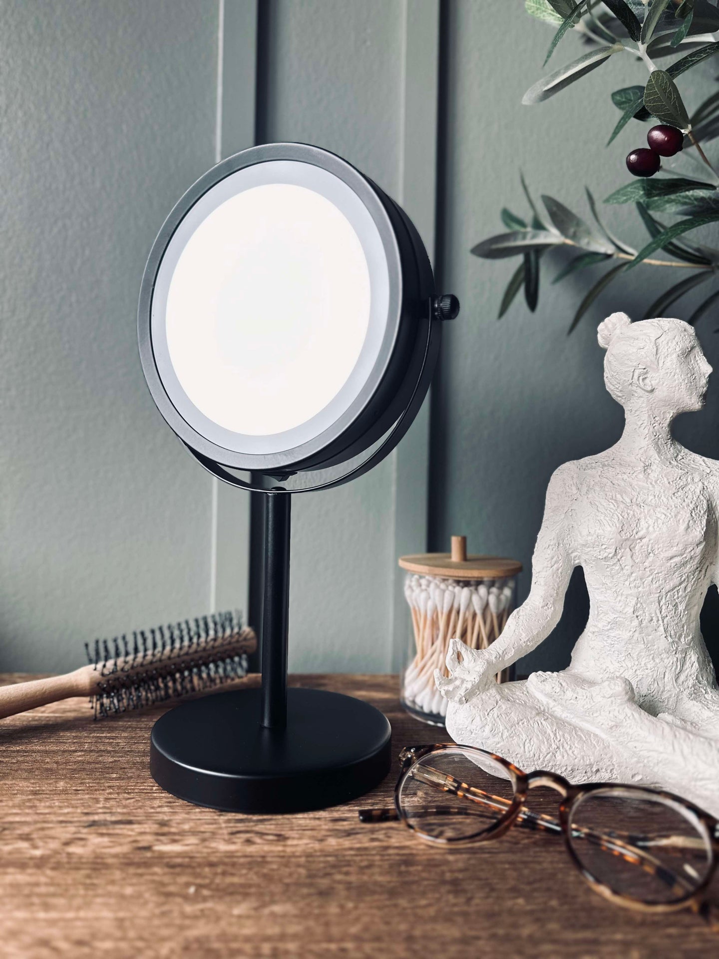 Sminkspegel med belysning - Svart