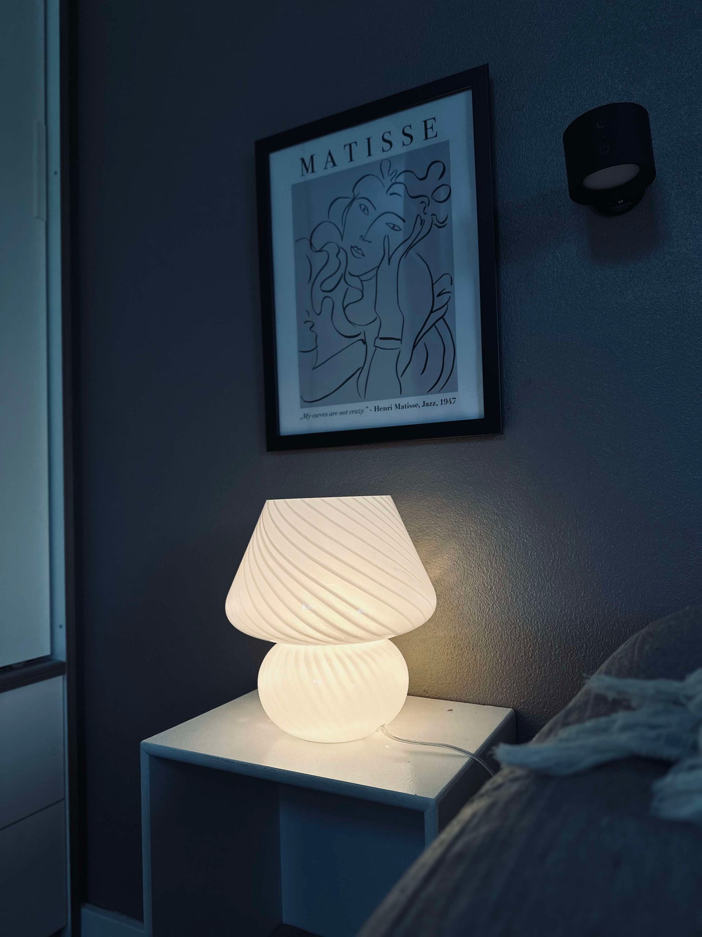 Stor Svamp - Vit munblåst glas