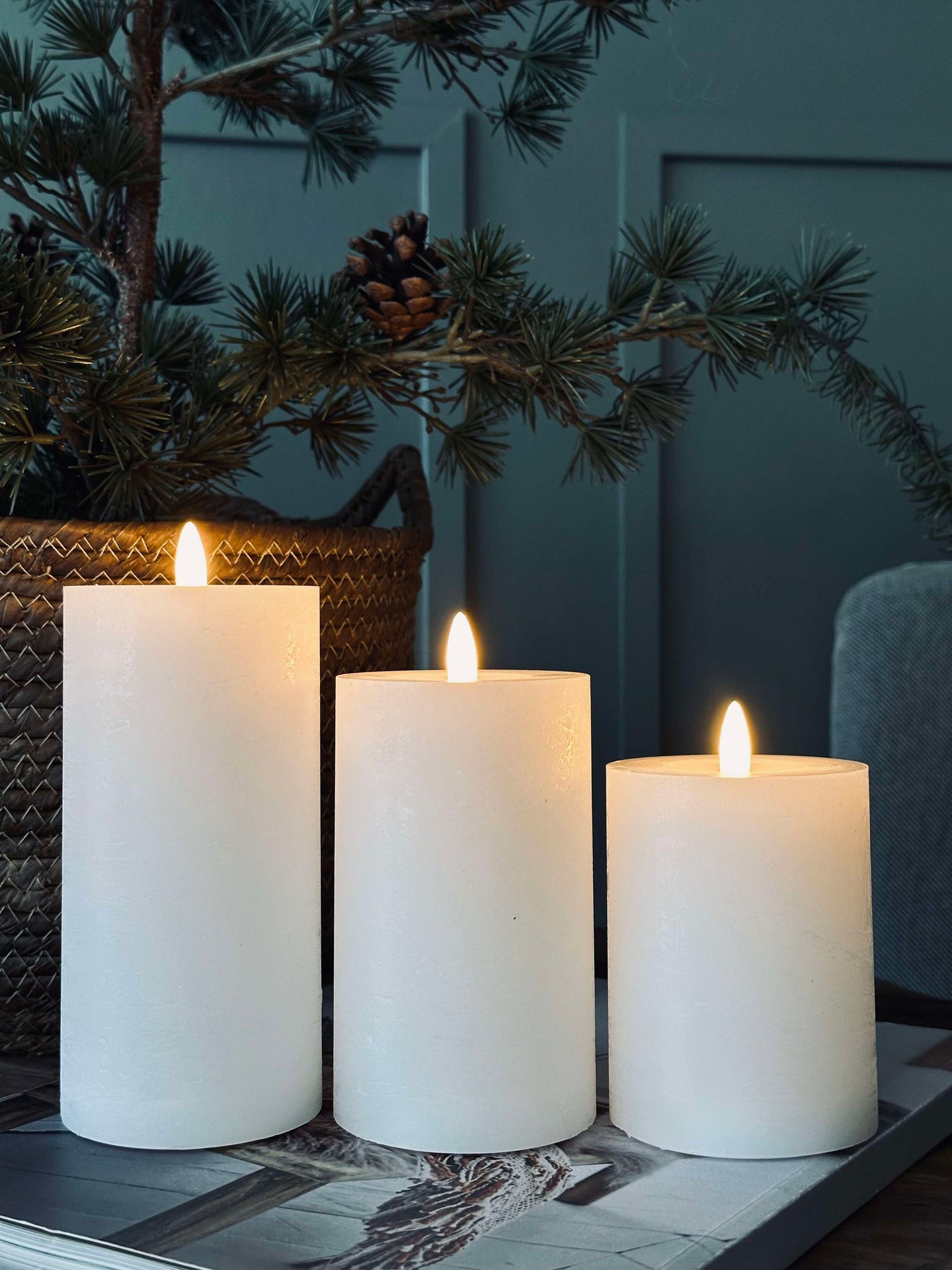 LED Blockljus / Vit - 3 st Rustika ljus