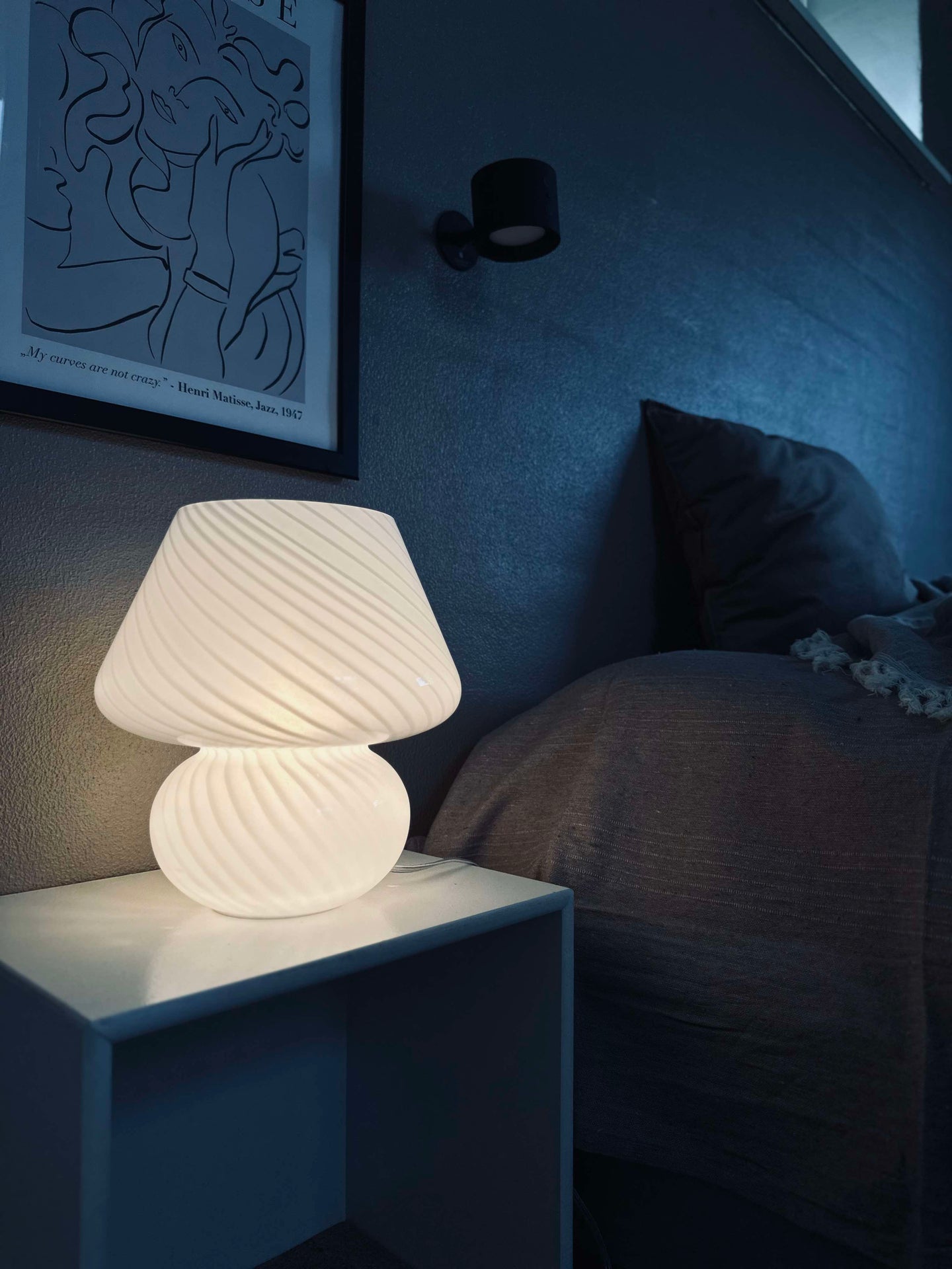 Stor Svamp - Vit munblåst glas