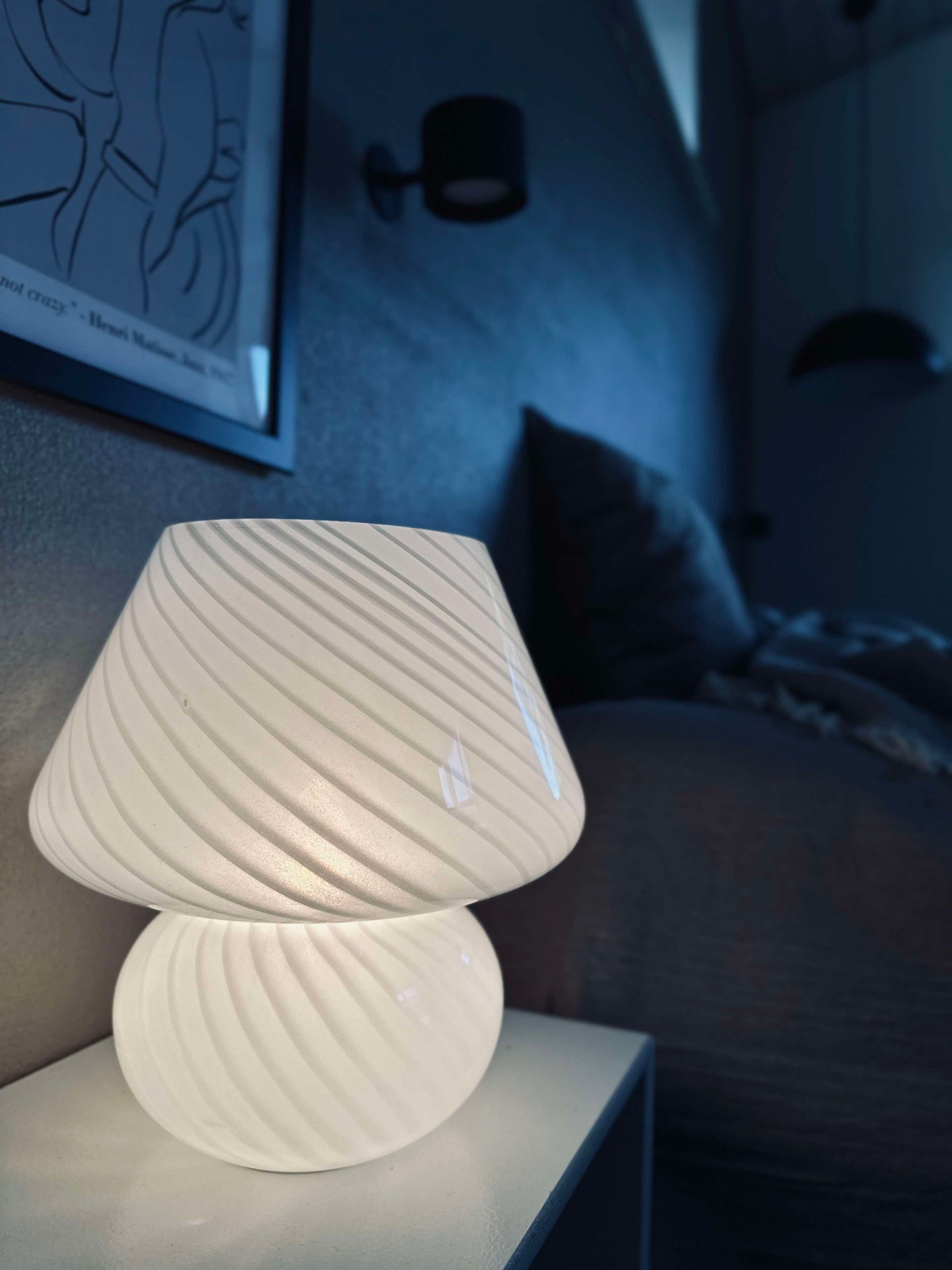 Stor Svamp - Vit munblåst glas