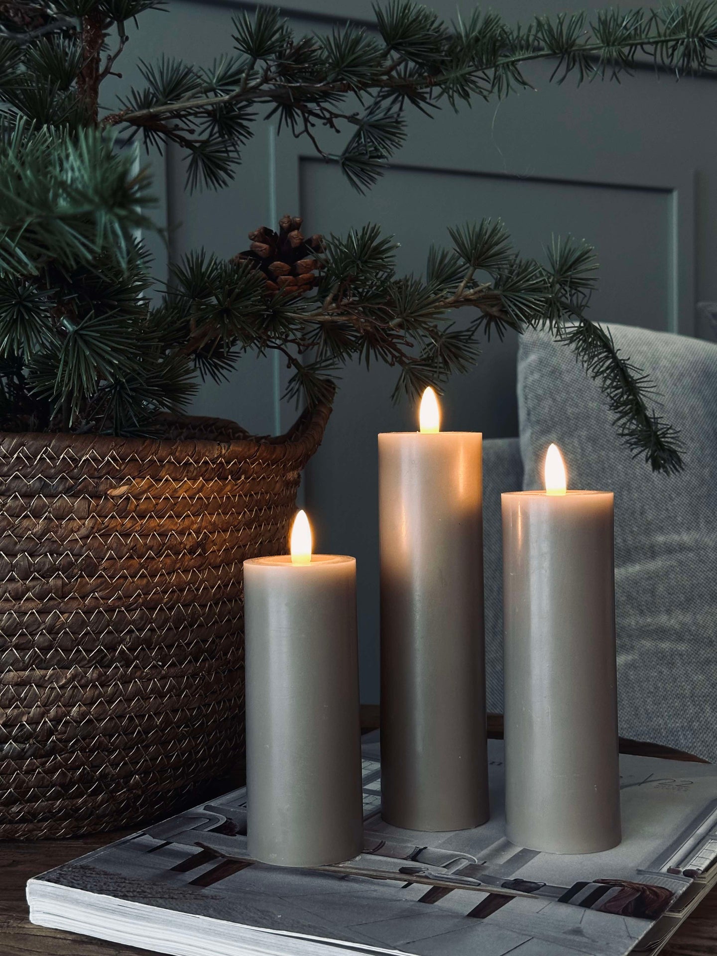 LED Blockljus / Sand – 3 st Ljus dia 5 cm