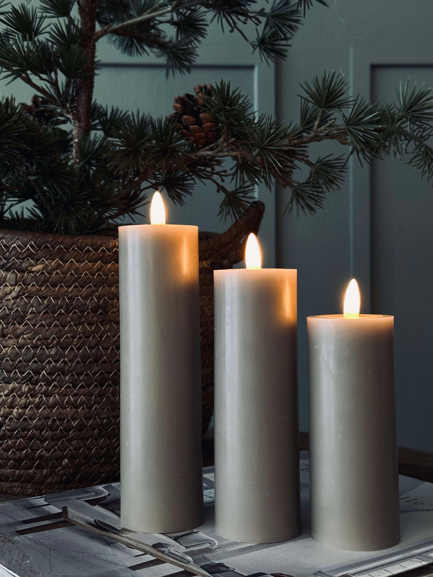 LED Blockljus / Sand – 3 st Ljus dia 5 cm