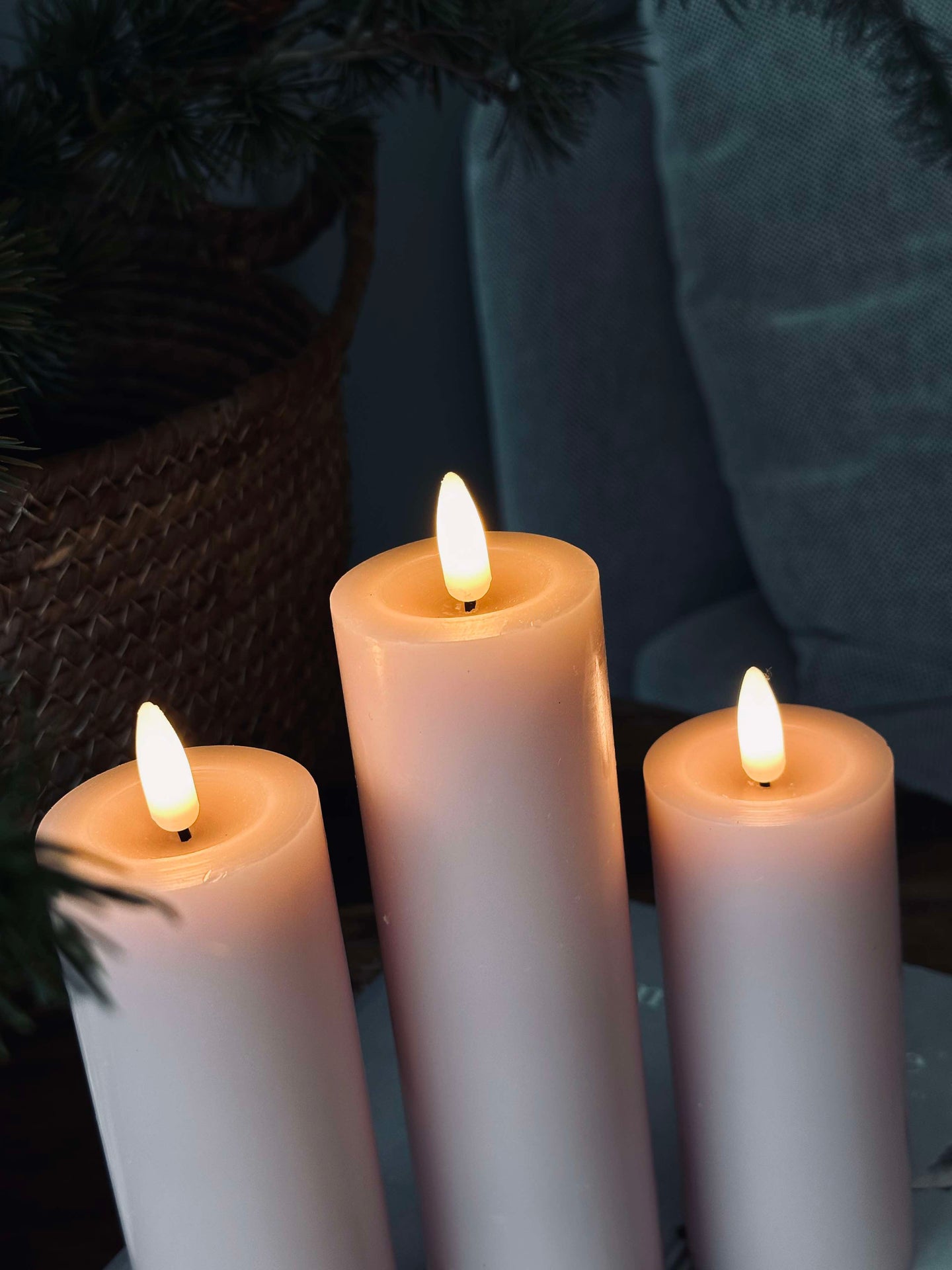 LED Blockljus / Rosa – 3 st Ljus dia 5 cm